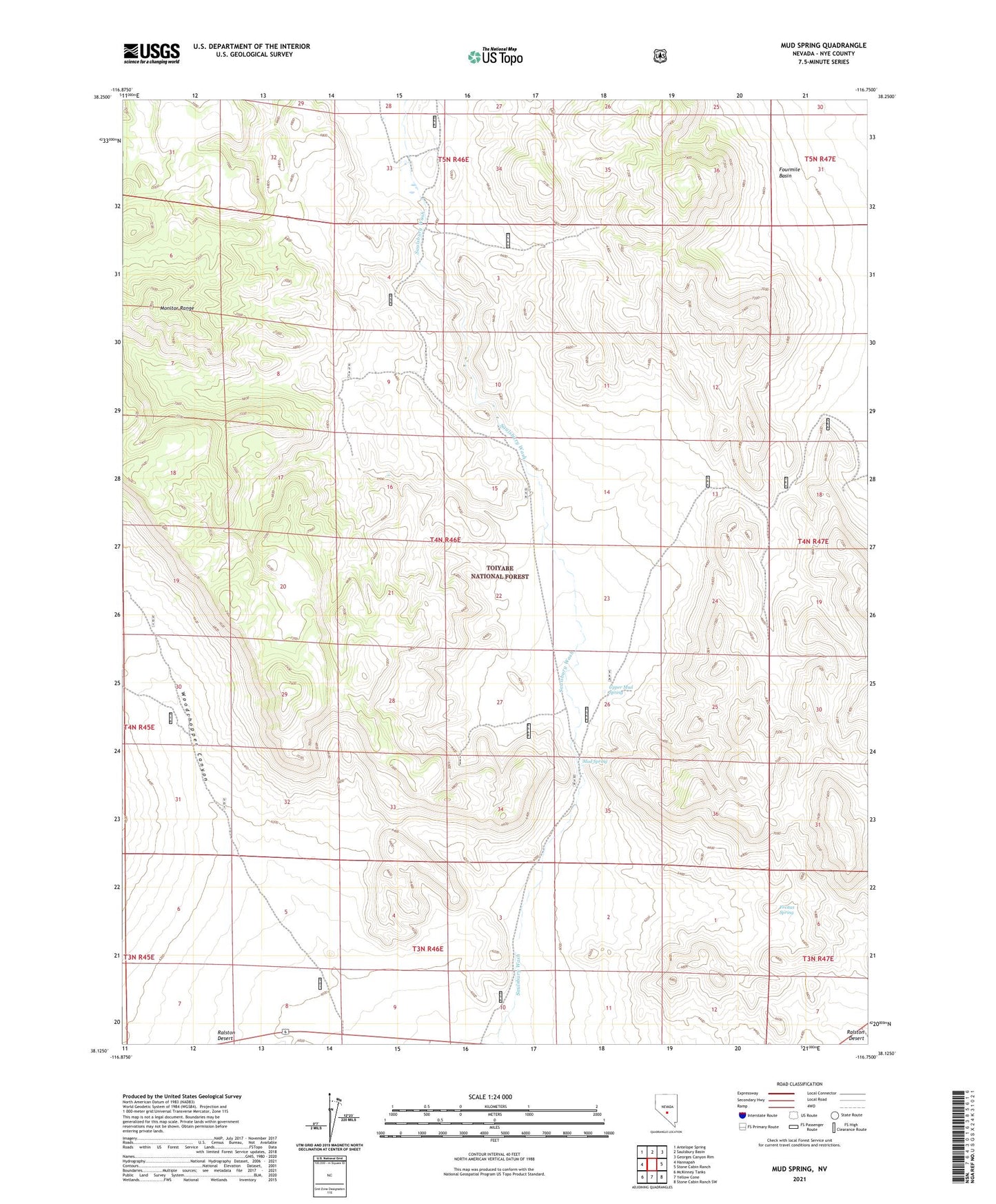 Mud Spring Nevada US Topo Map Image