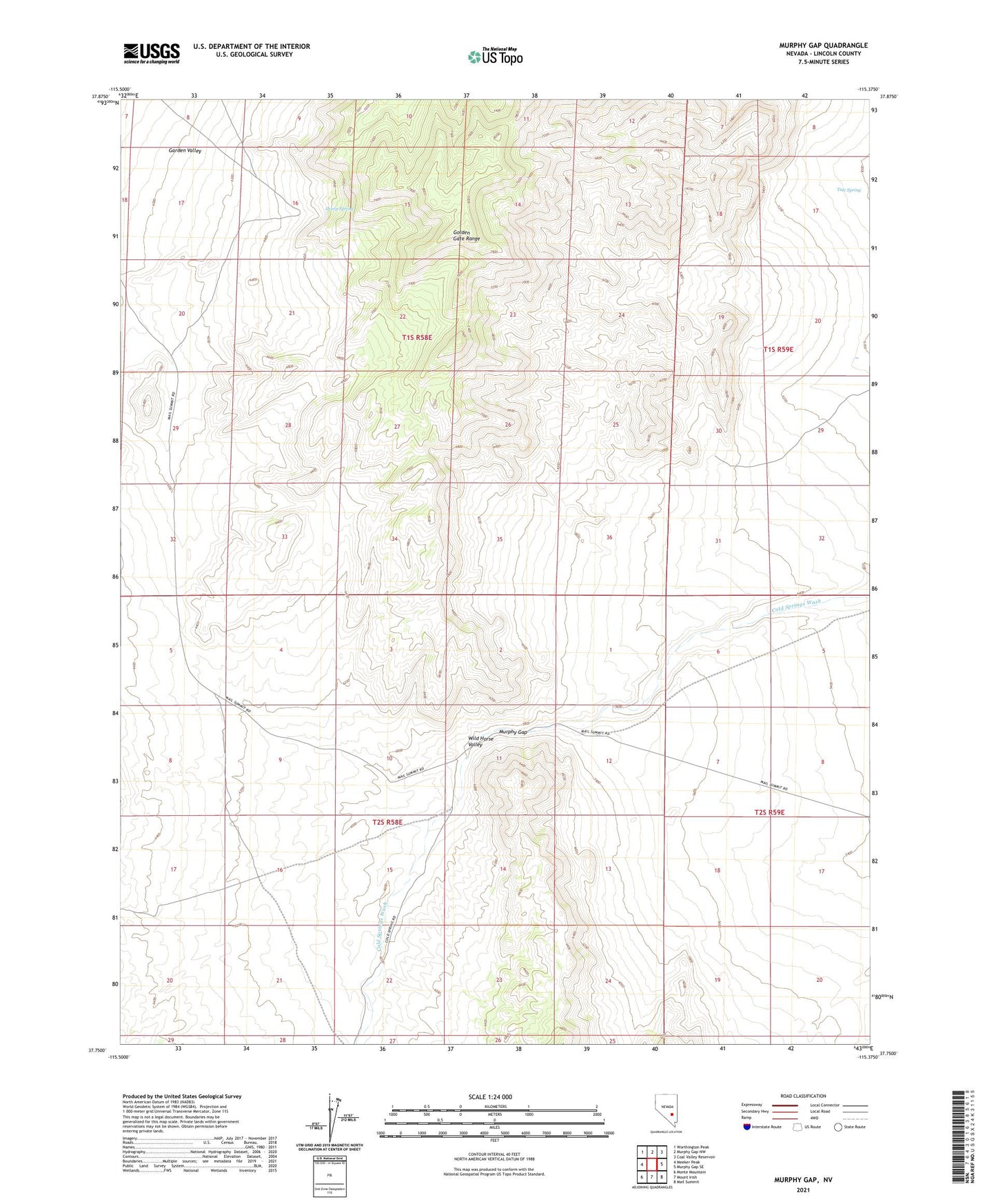 Murphy Gap Nevada US Topo Map Image