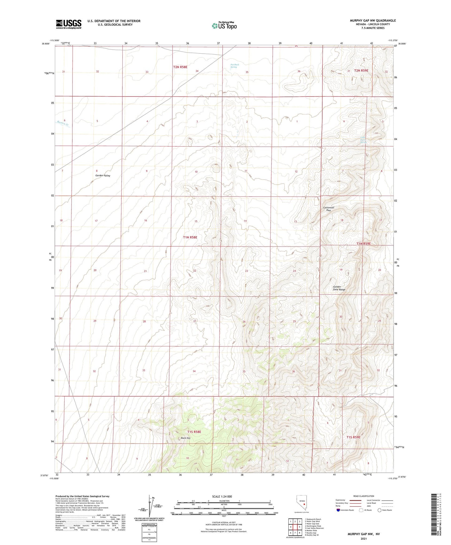 Murphy Gap NW Nevada US Topo Map Image