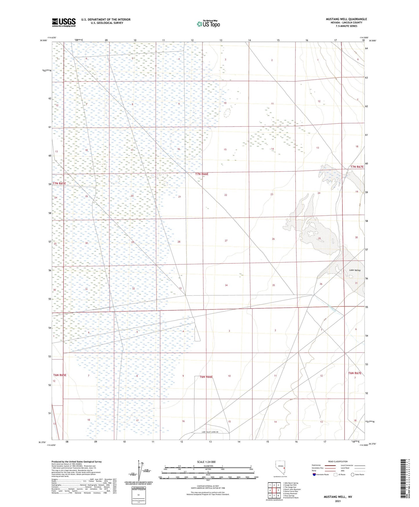 Mustang Well Nevada US Topo Map Image