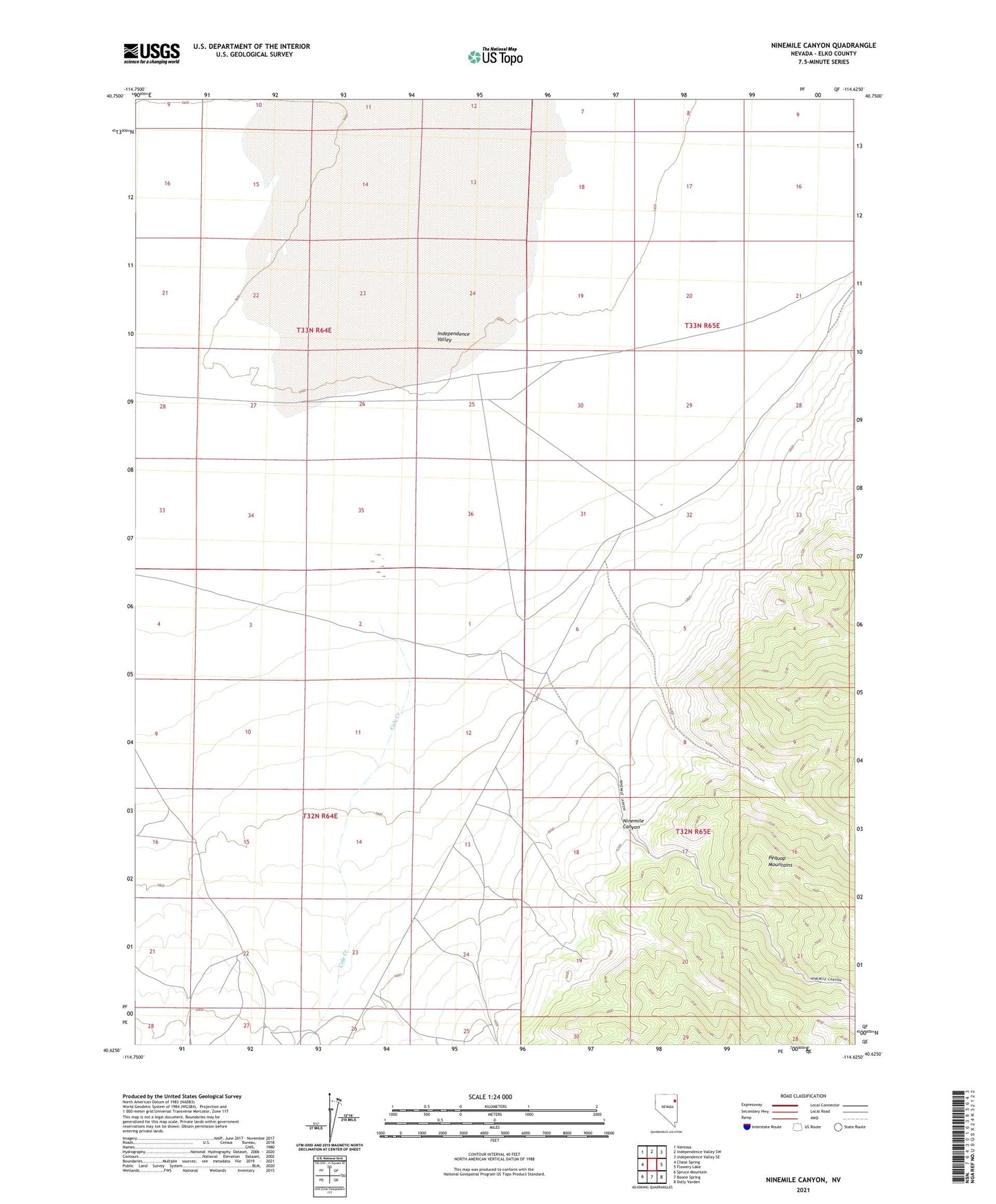 Ninemile Canyon Nevada US Topo Map Image