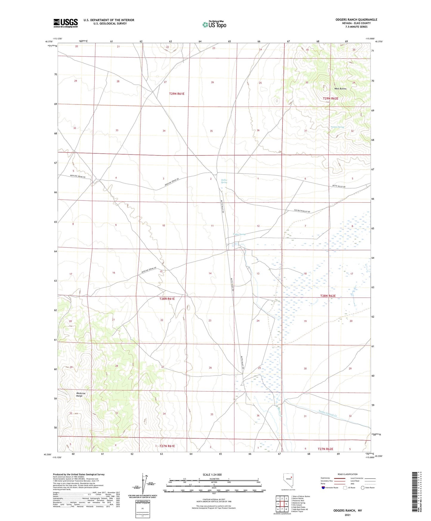 Odgers Ranch Nevada US Topo Map Image