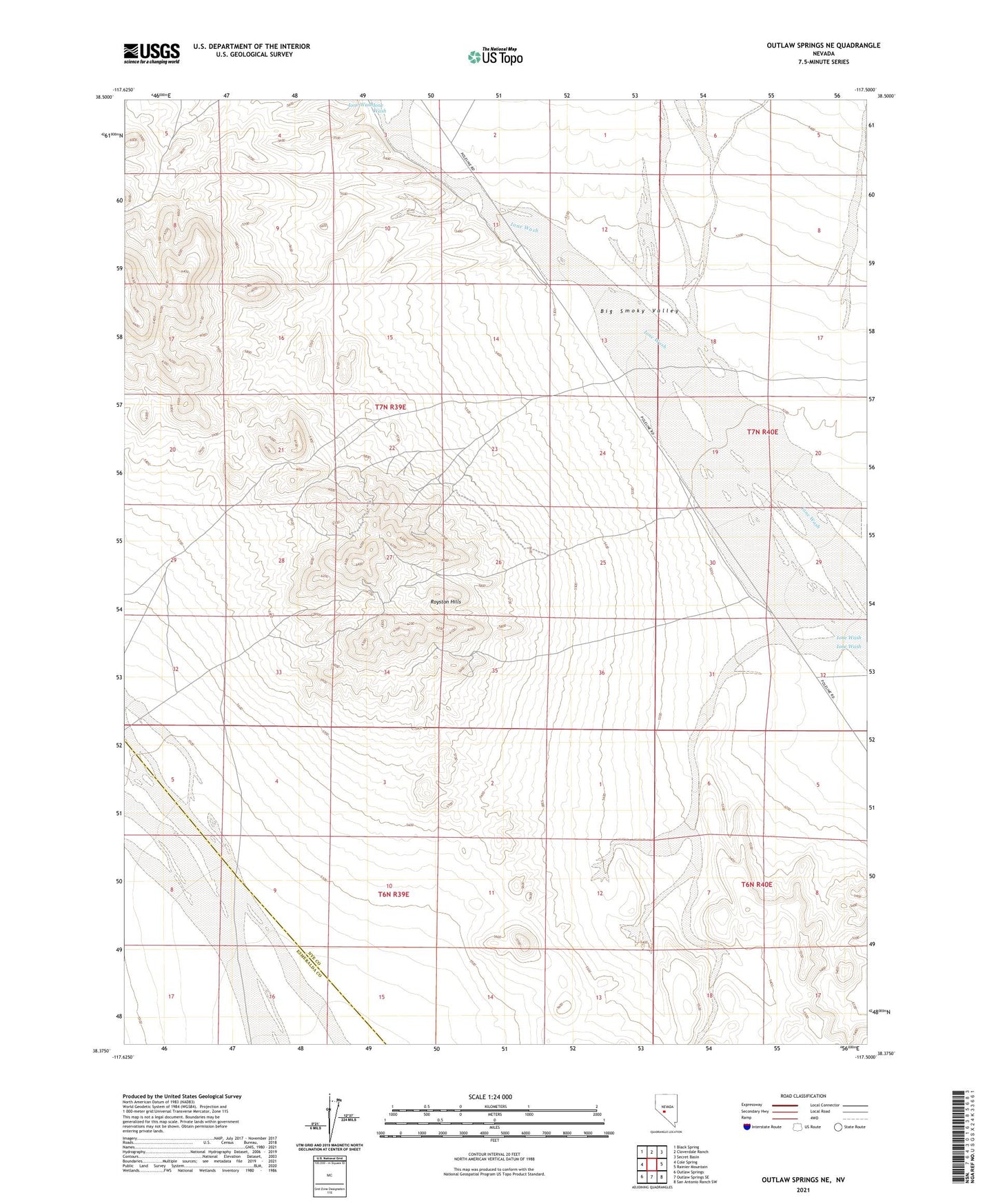 Outlaw Springs NE Nevada US Topo Map Image