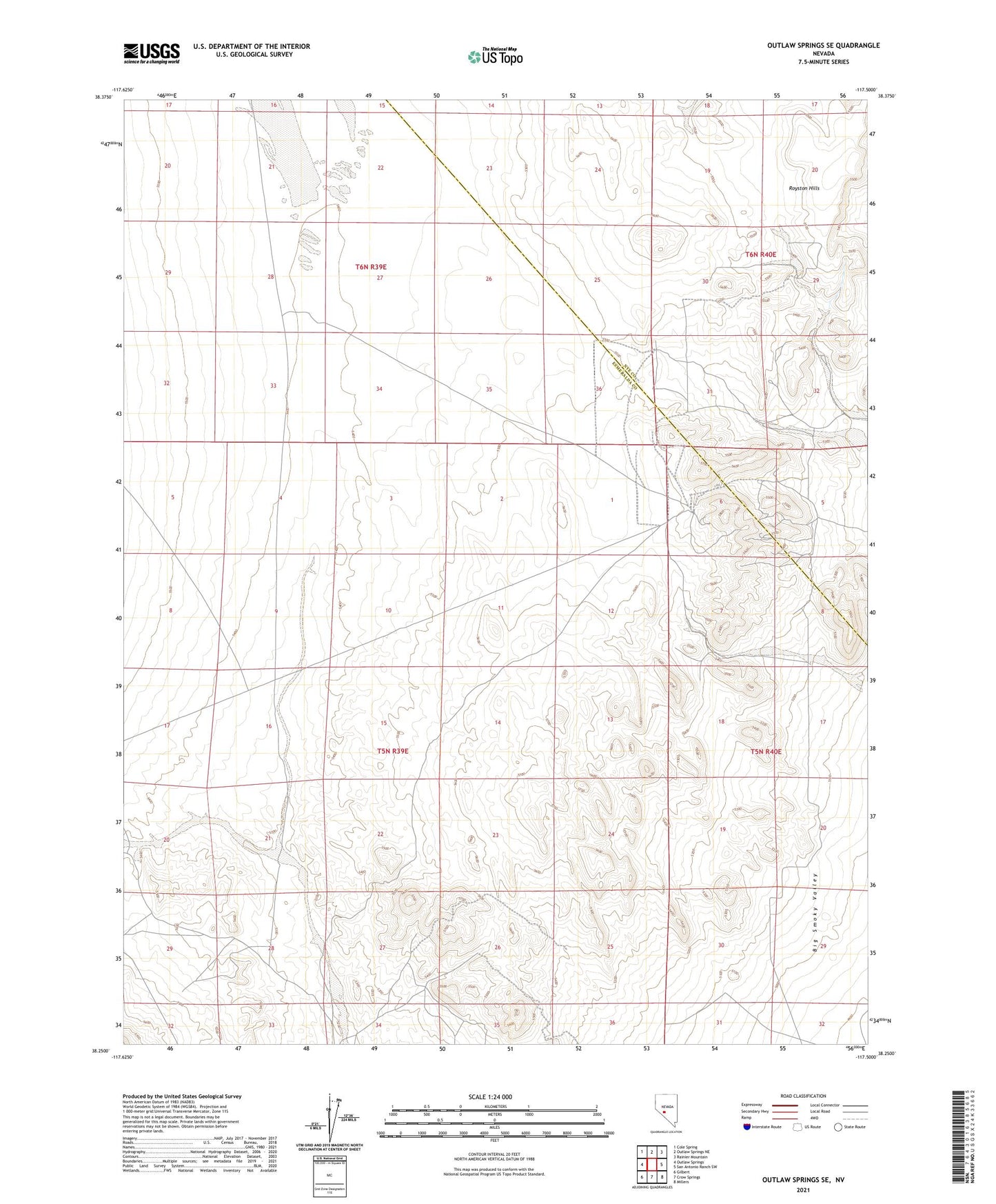 Outlaw Springs SE Nevada US Topo Map Image