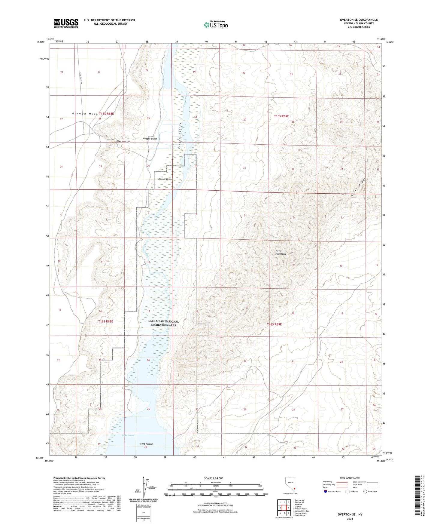 Overton SE Nevada US Topo Map Image