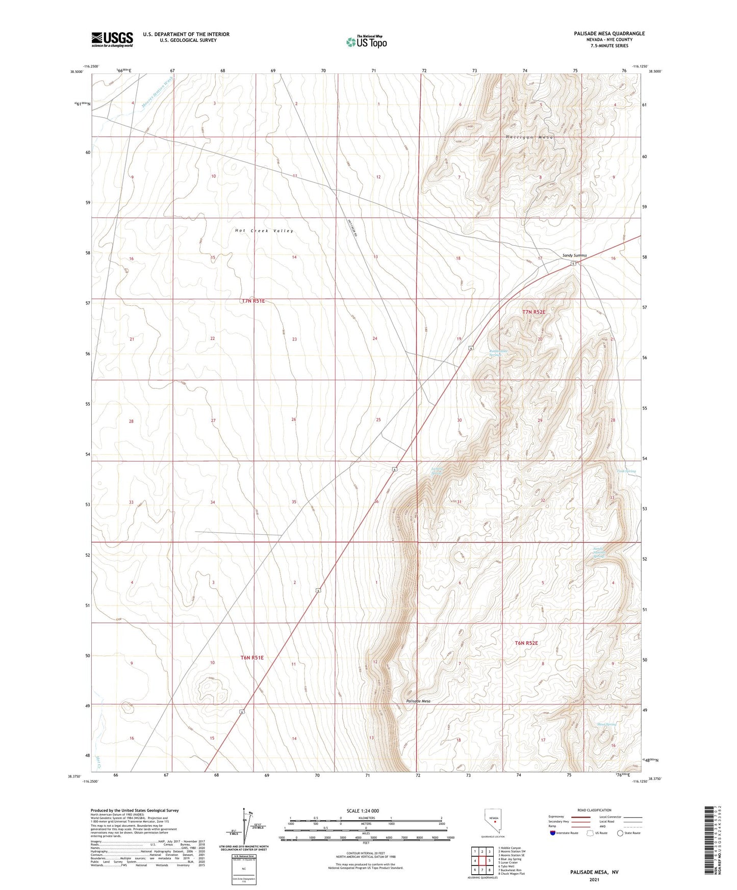 Palisade Mesa Nevada US Topo Map Image