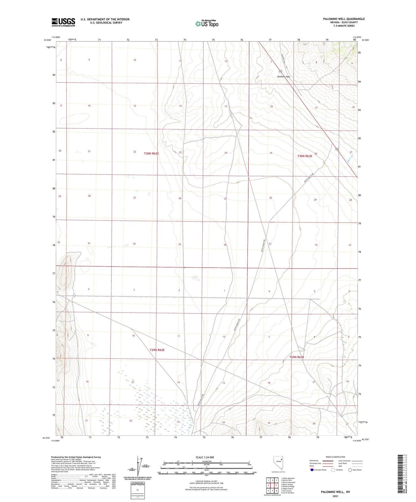 Palomino Well Nevada US Topo Map Image