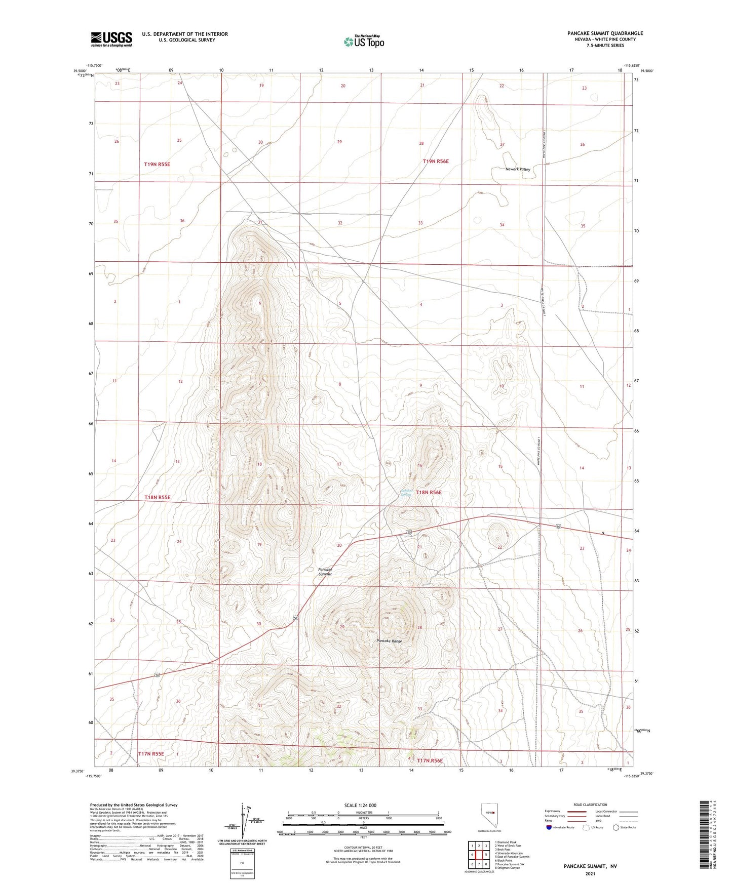 Pancake Summit Nevada US Topo Map Image