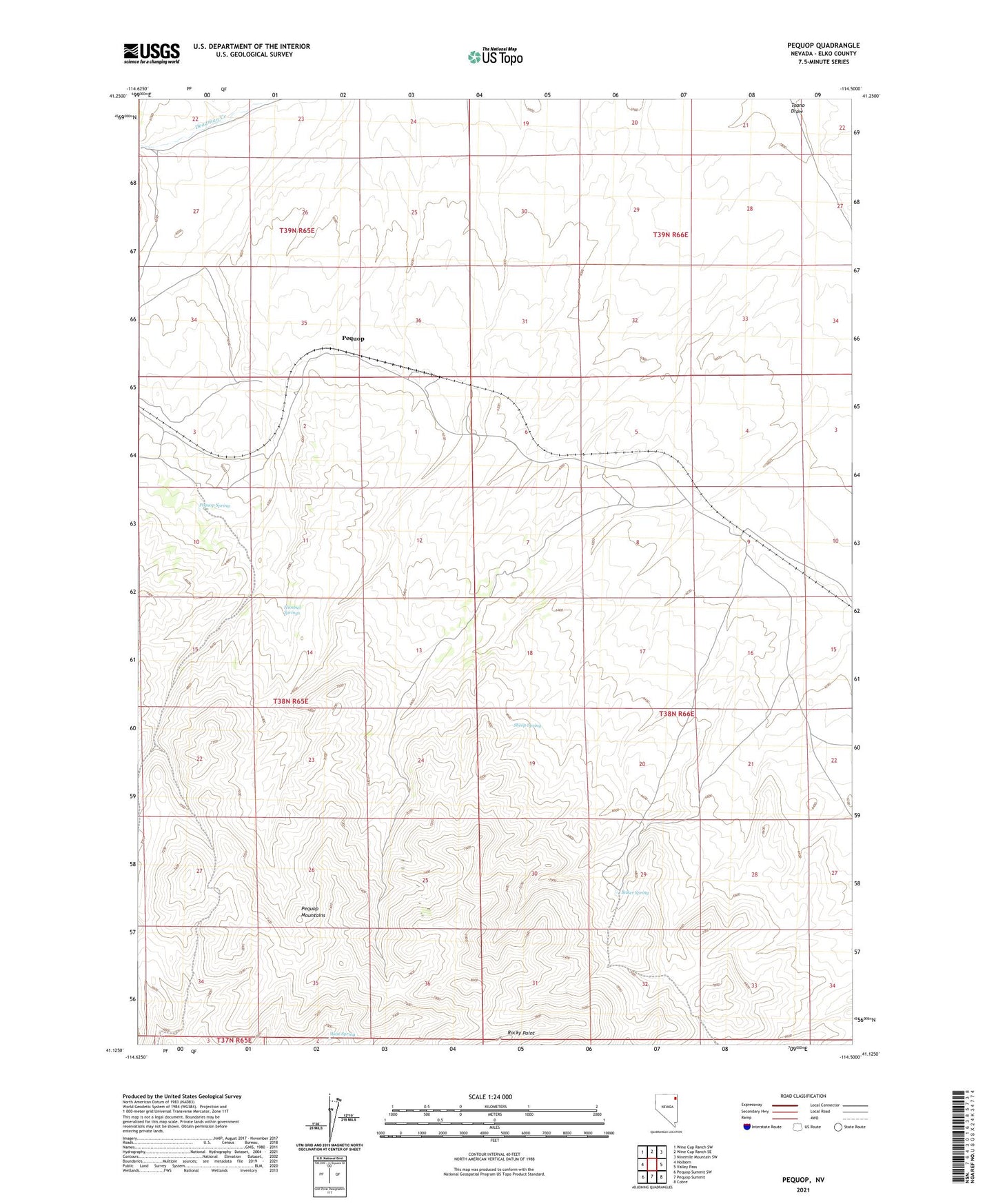 Pequop Nevada US Topo Map Image