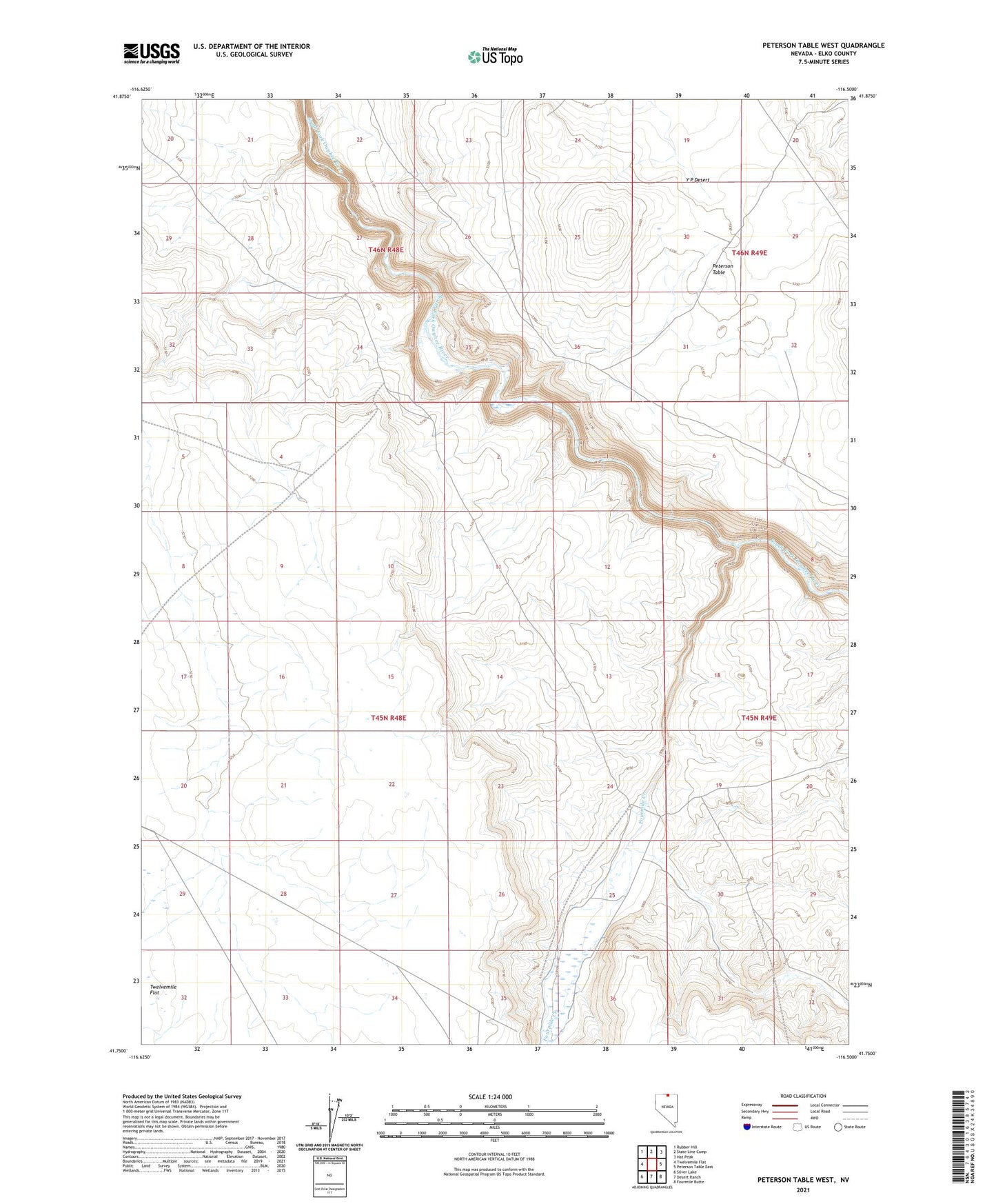 Peterson Table West Nevada US Topo Map Image
