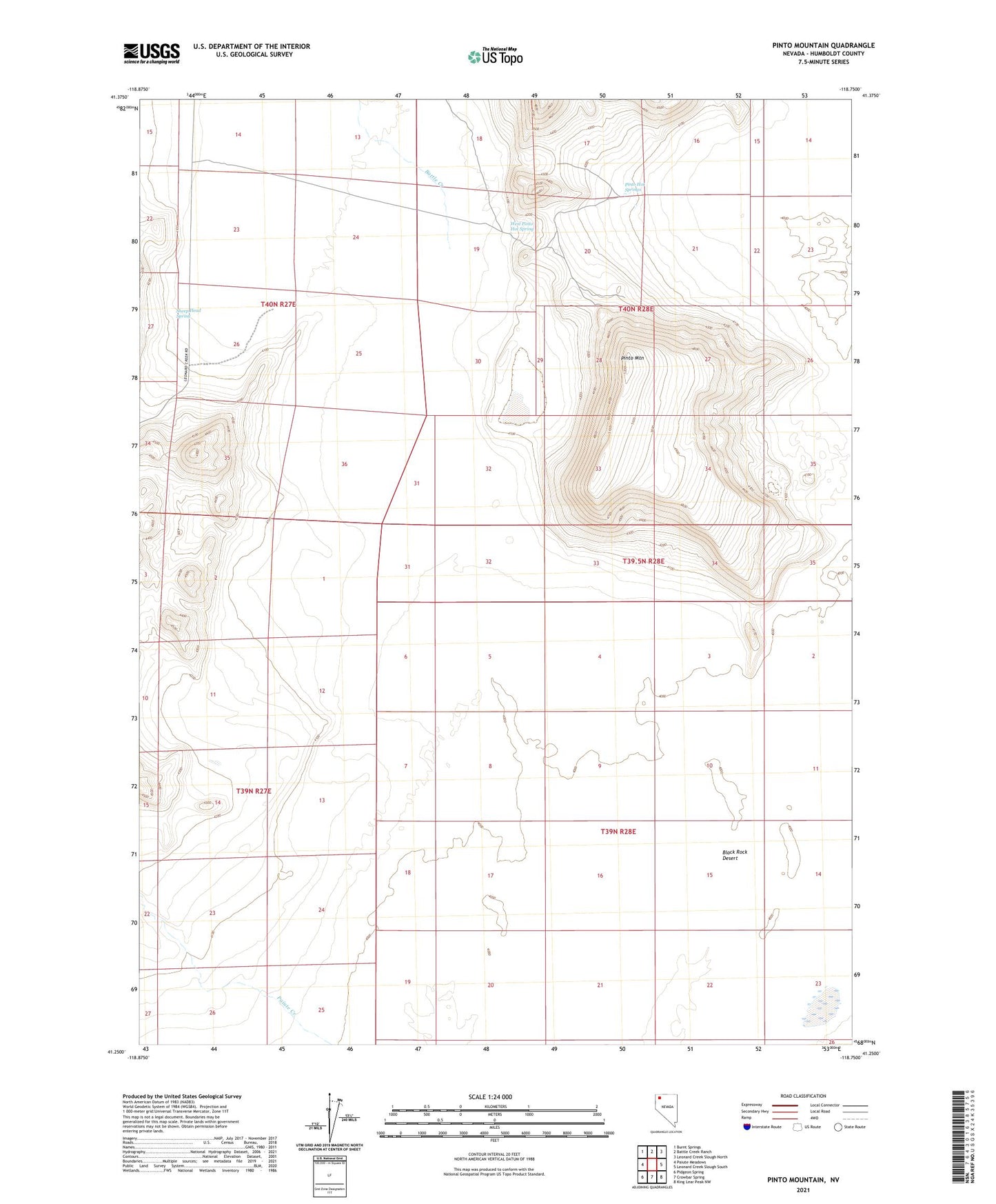 Pinto Mountain Nevada US Topo Map Image