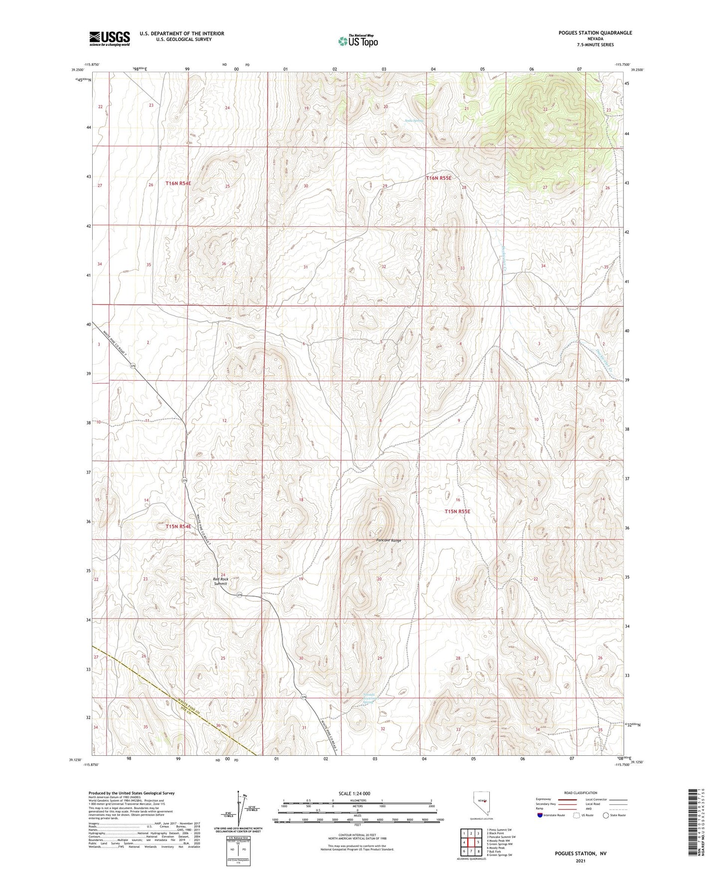 Pogues Station Nevada US Topo Map Image