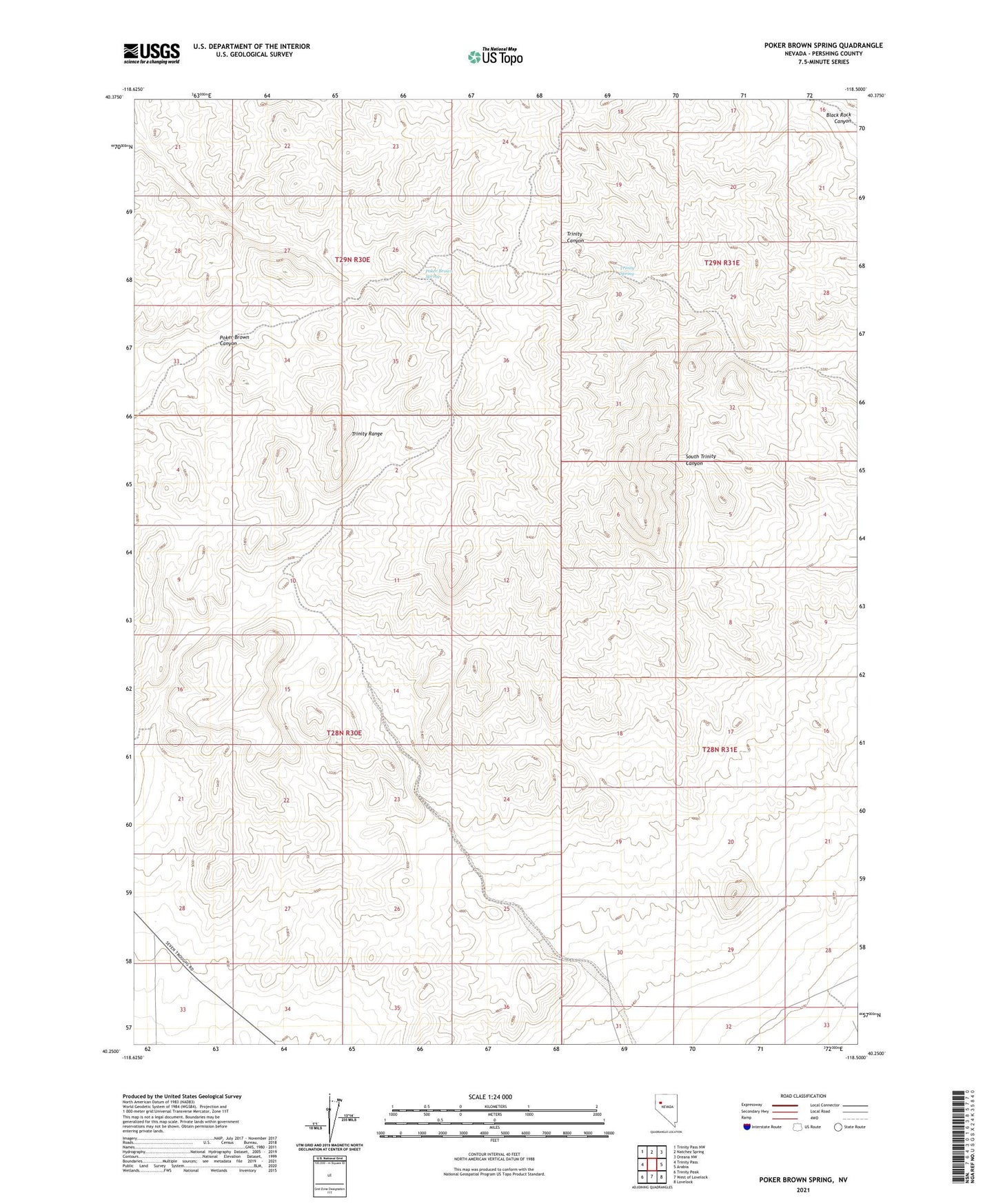 Poker Brown Spring Nevada US Topo Map Image