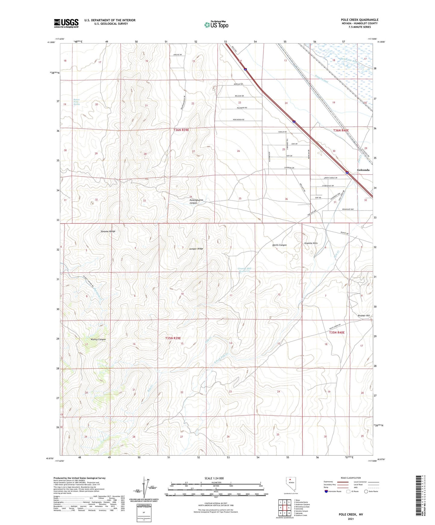 Pole Creek Nevada US Topo Map Image