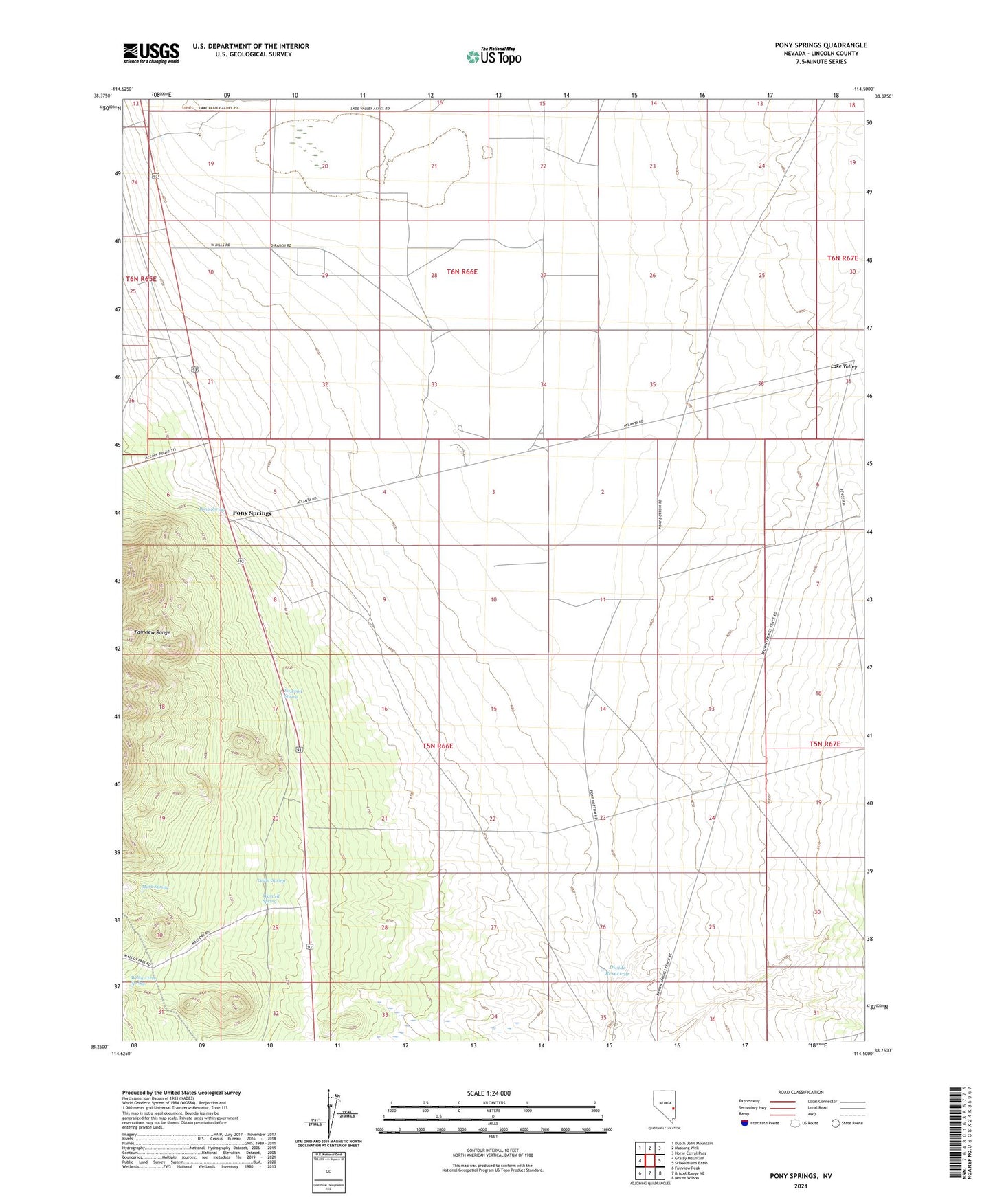 Pony Springs Nevada US Topo Map Image