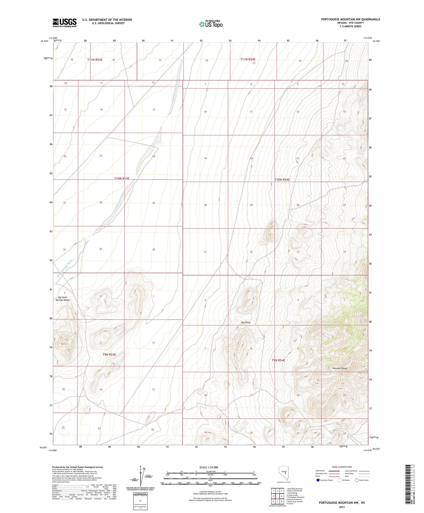 Portuguese Mountain NW Nevada US Topo Map Image