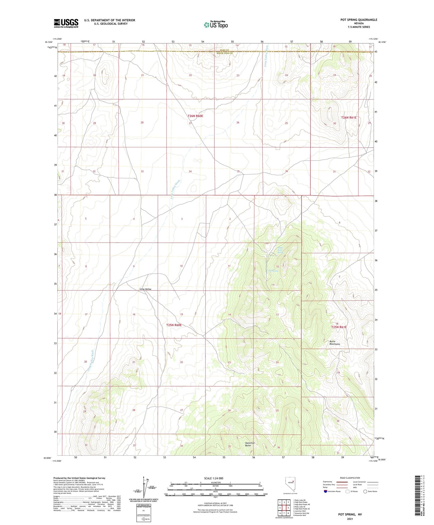 Pot Spring Nevada US Topo Map Image