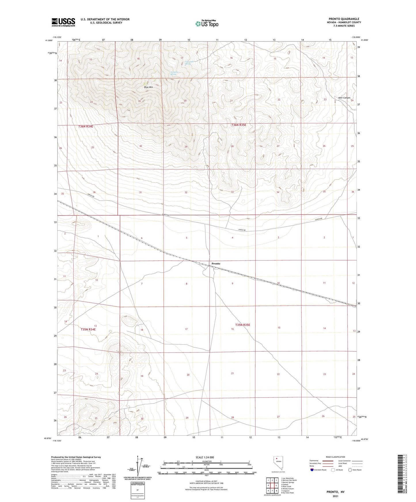 Pronto Nevada US Topo Map Image