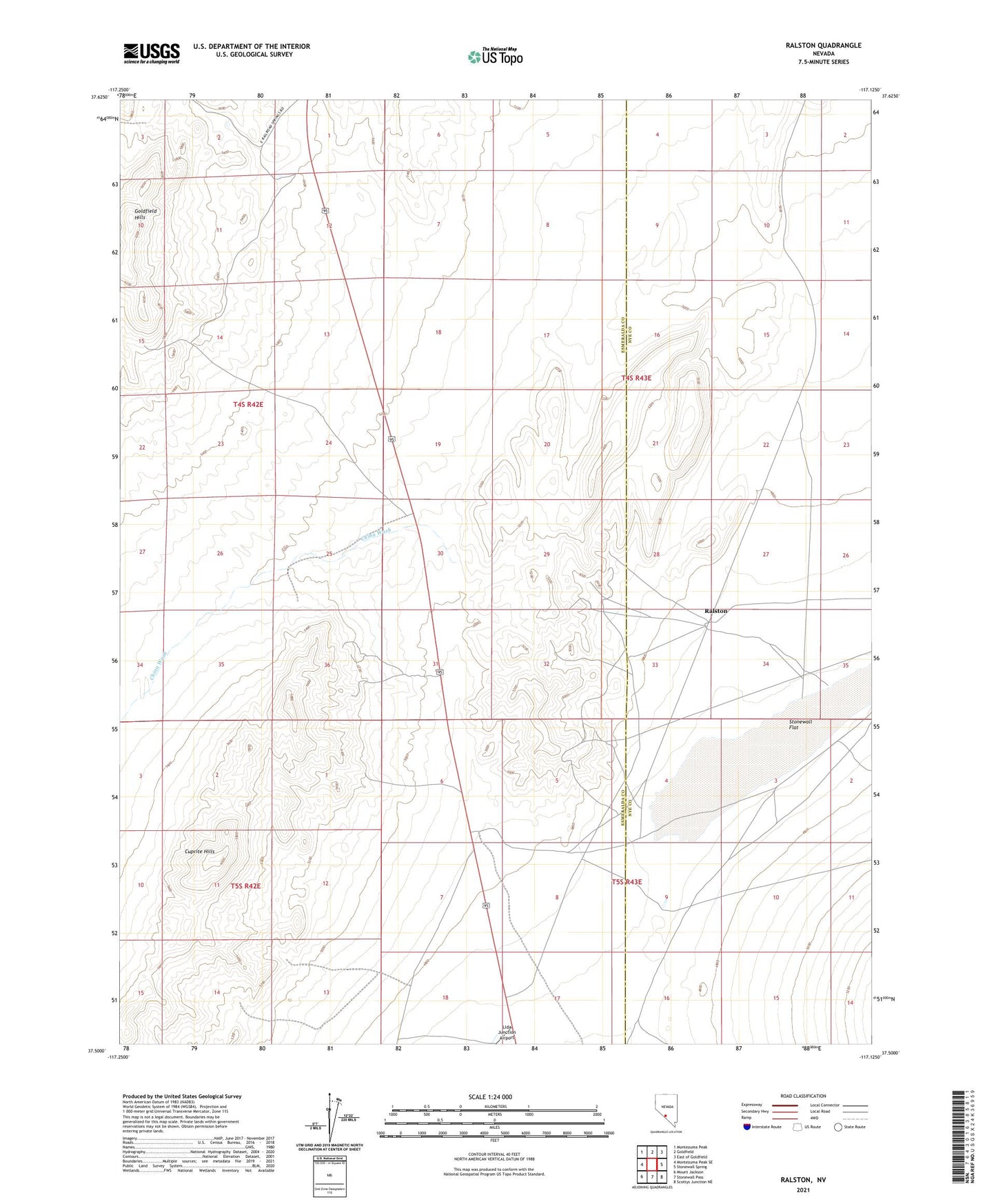Ralston Nevada US Topo Map Image