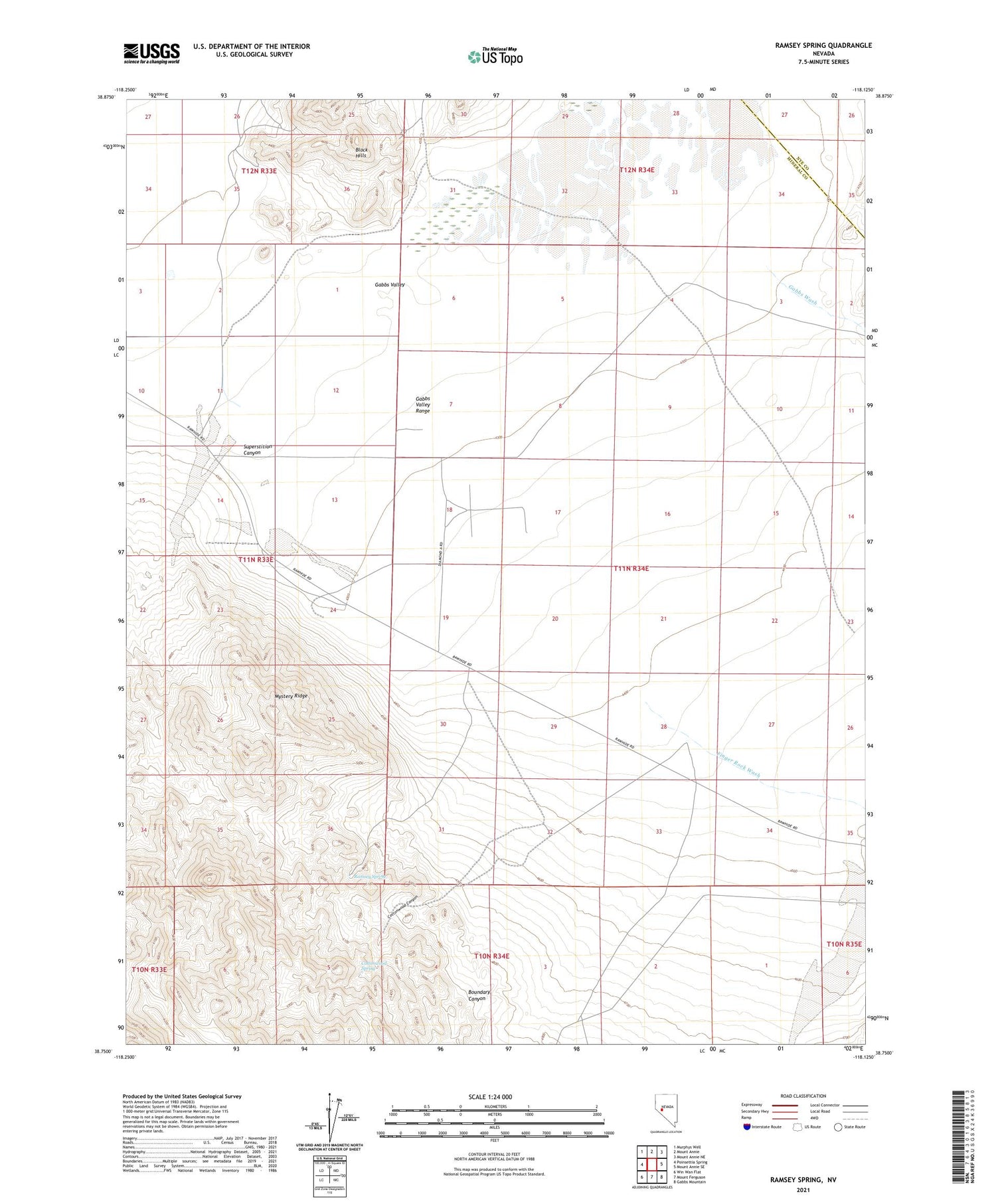 Ramsey Spring Nevada US Topo Map Image