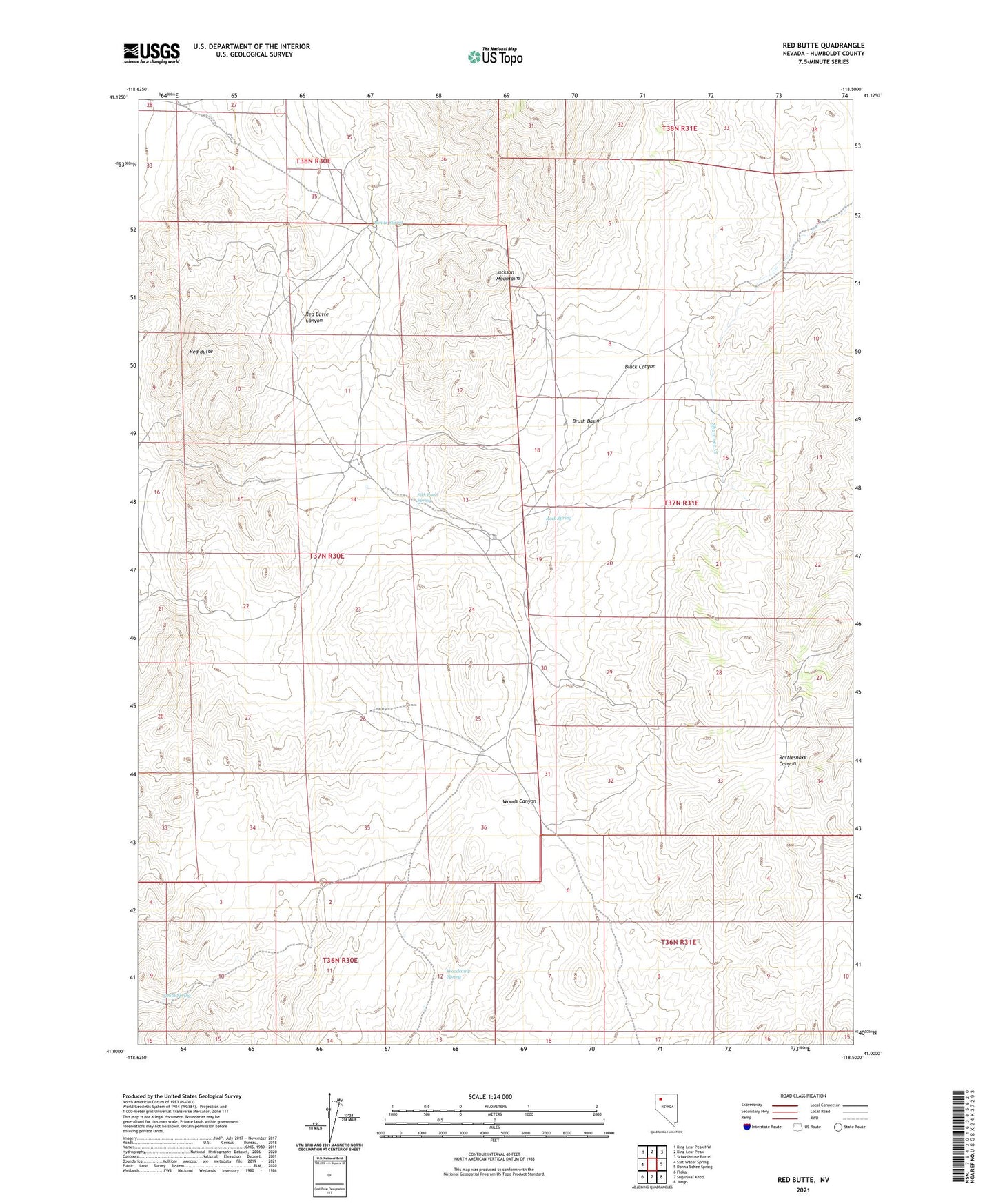 Red Butte Nevada US Topo Map Image