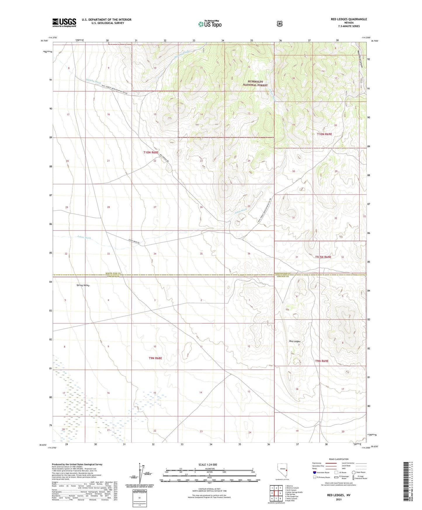 Red Ledges Nevada US Topo Map Image
