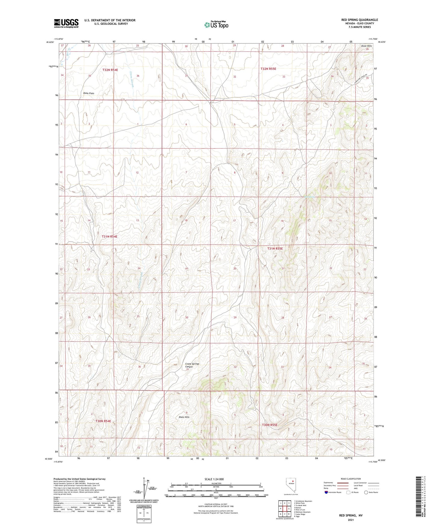 Red Spring Nevada US Topo Map Image