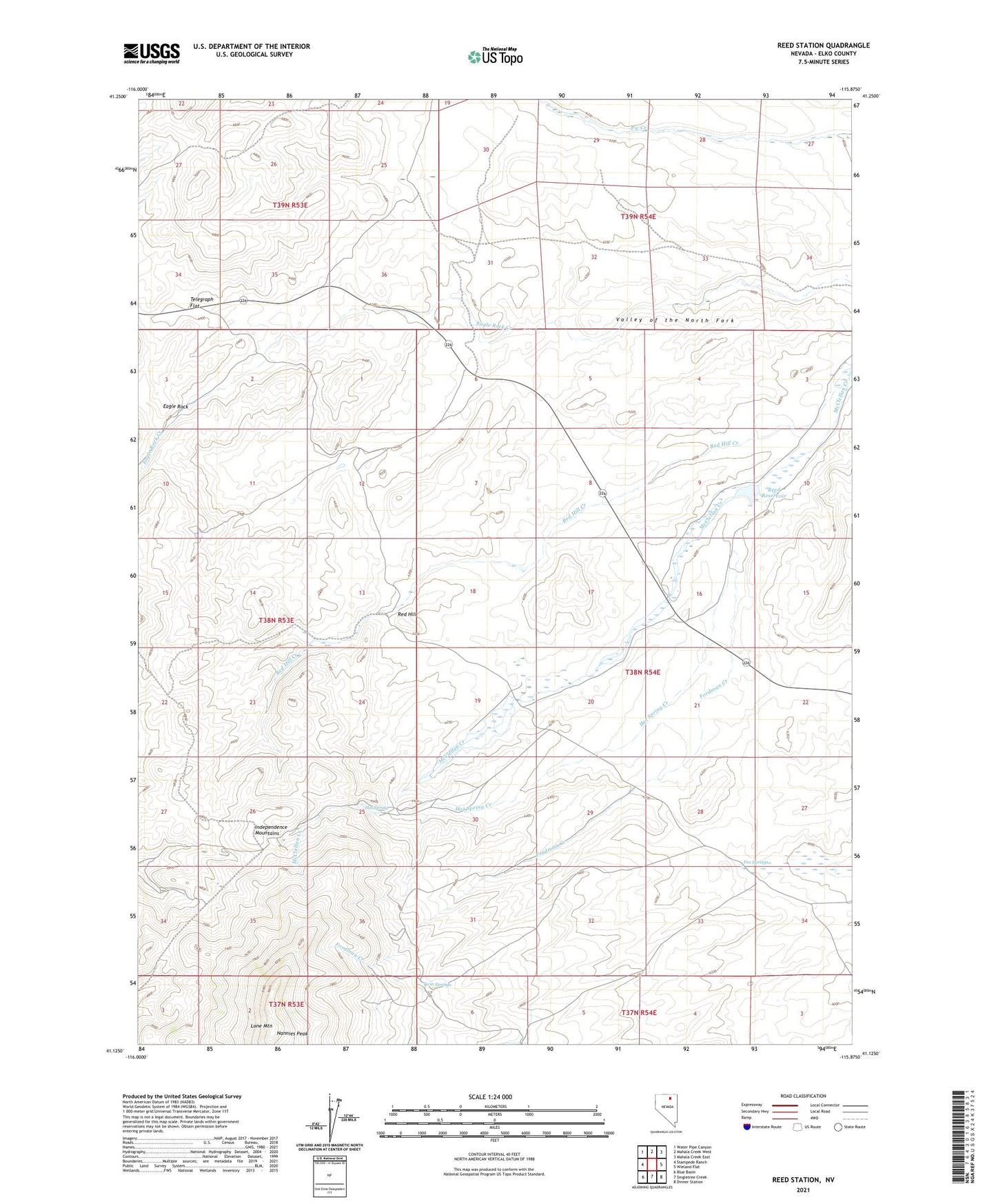 Reed Station Nevada US Topo Map Image