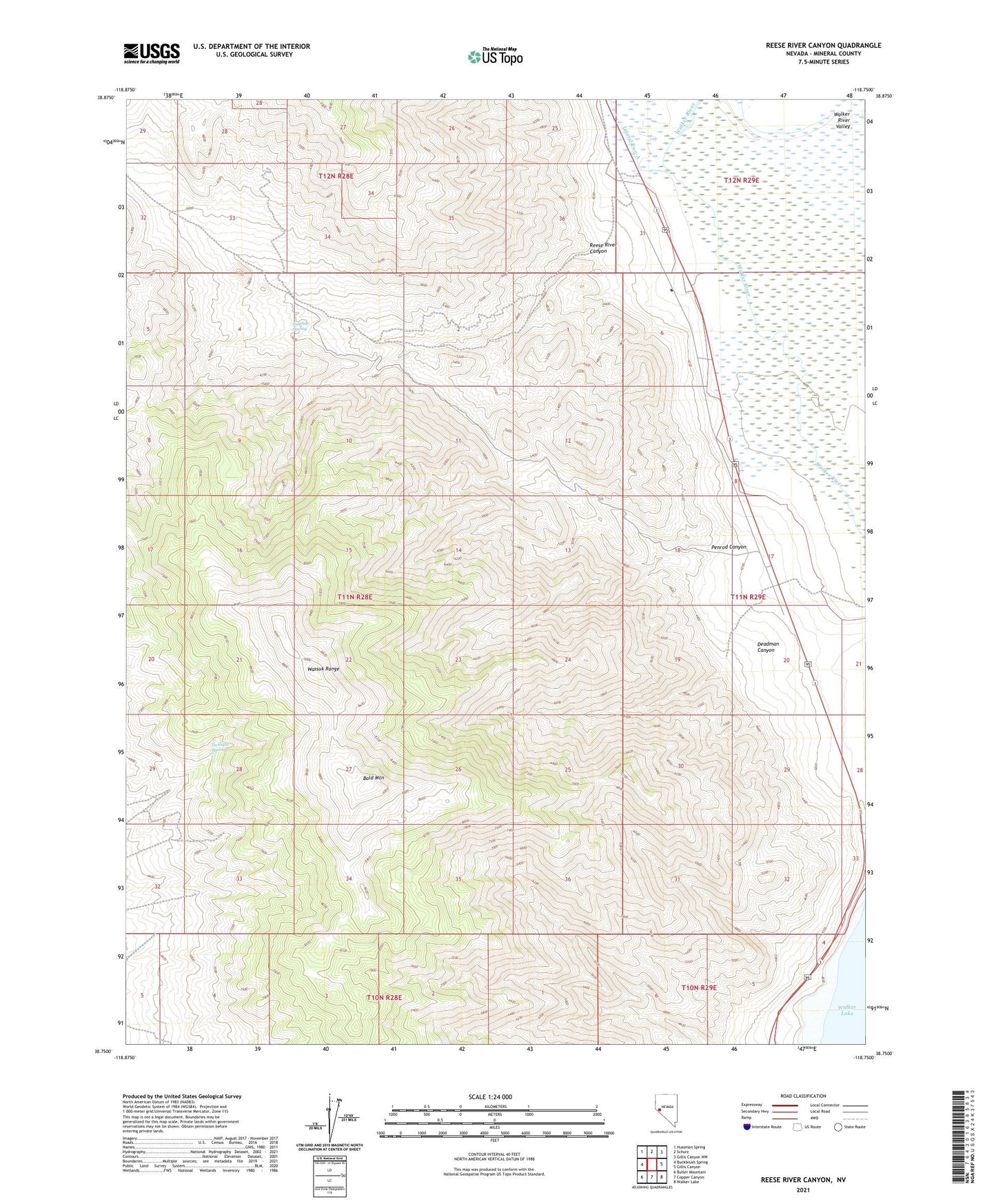 Reese River Canyon Nevada US Topo Map Image