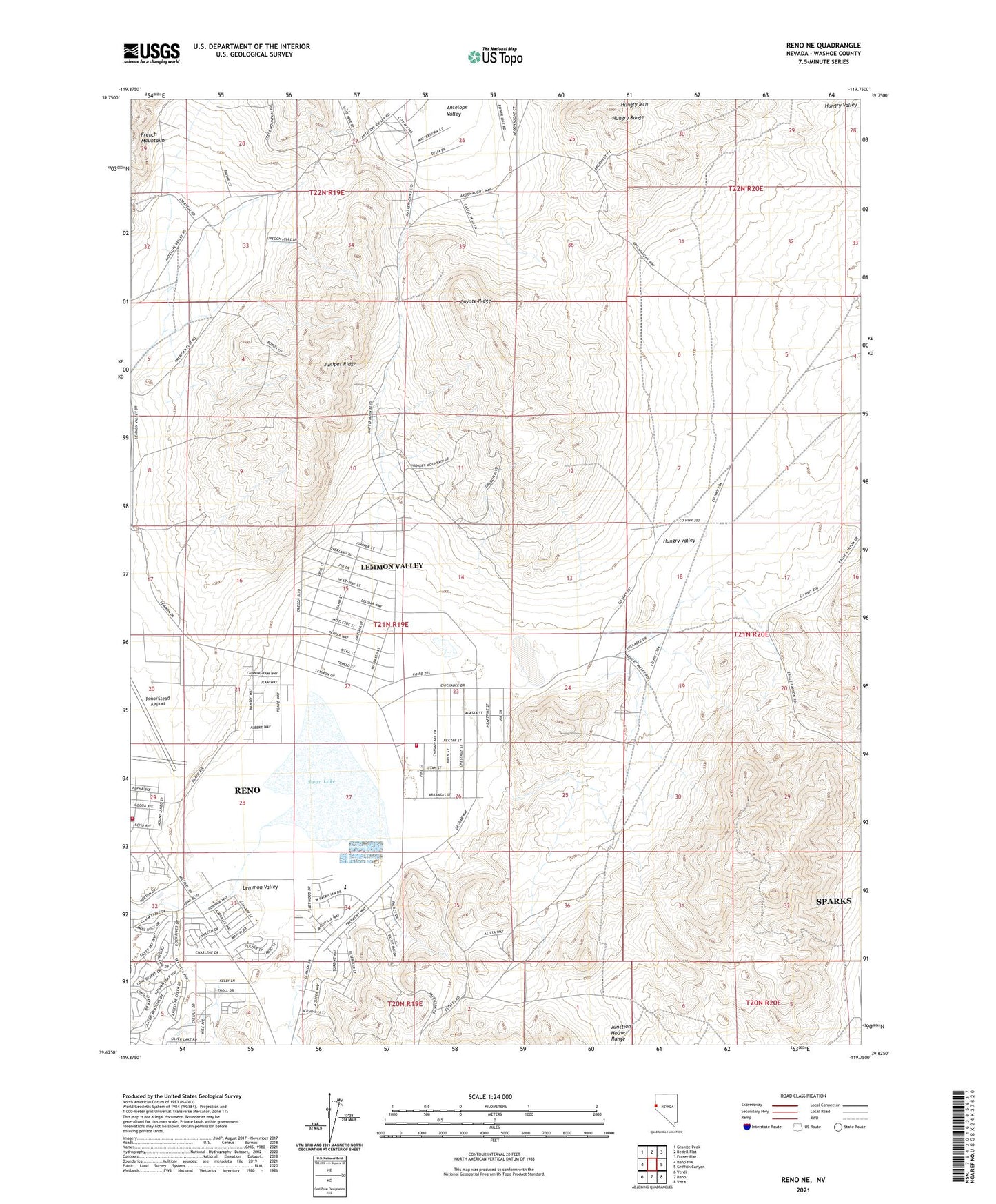 Reno NE Nevada US Topo Map Image