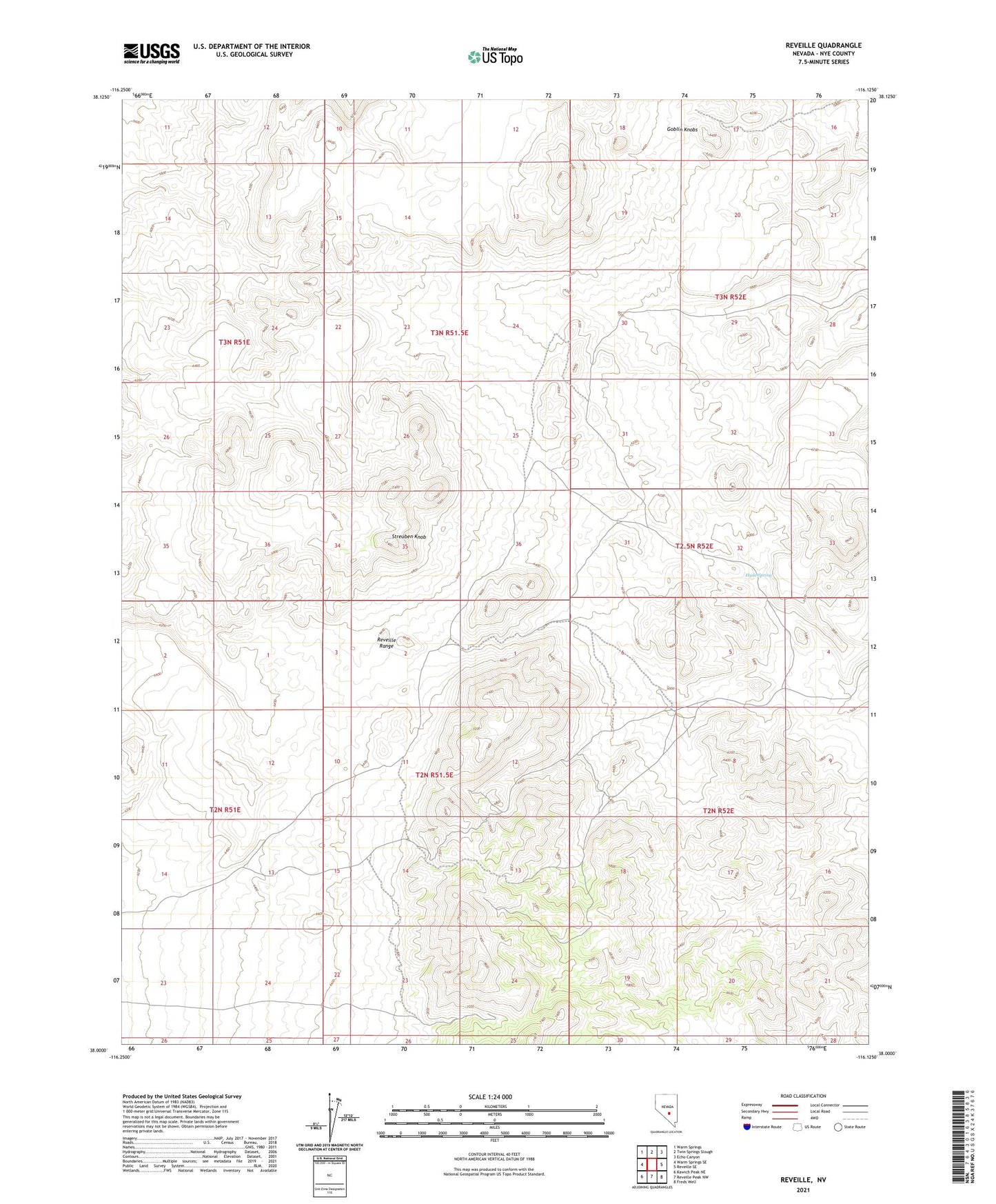 Reveille Nevada US Topo Map Image