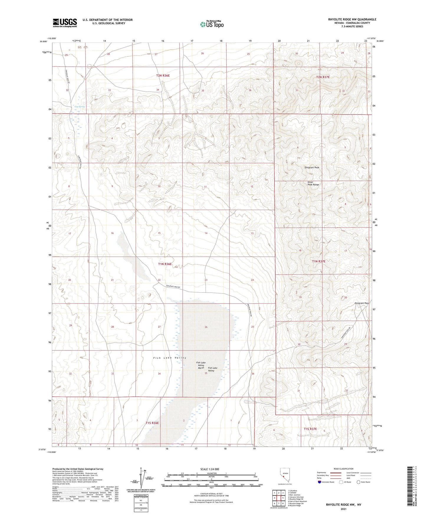 Rhyolite Ridge NW Nevada US Topo Map Image