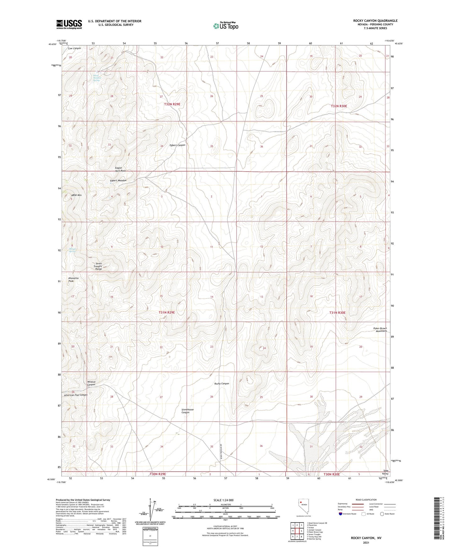 Rocky Canyon Nevada US Topo Map Image
