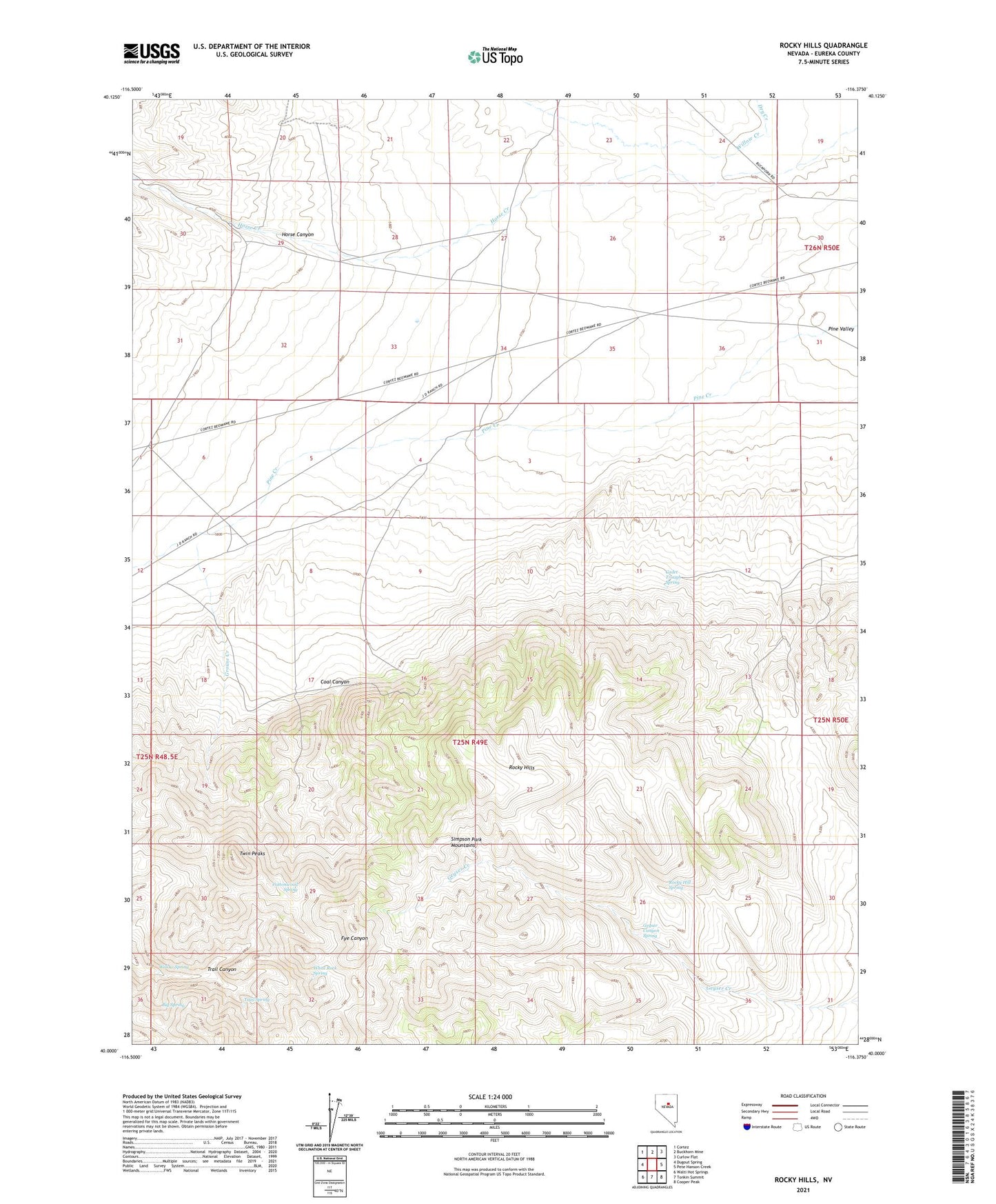 Rocky Hills Nevada US Topo Map Image