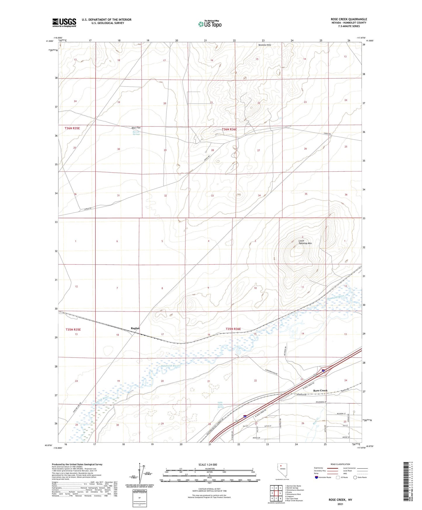 Rose Creek Nevada US Topo Map Image