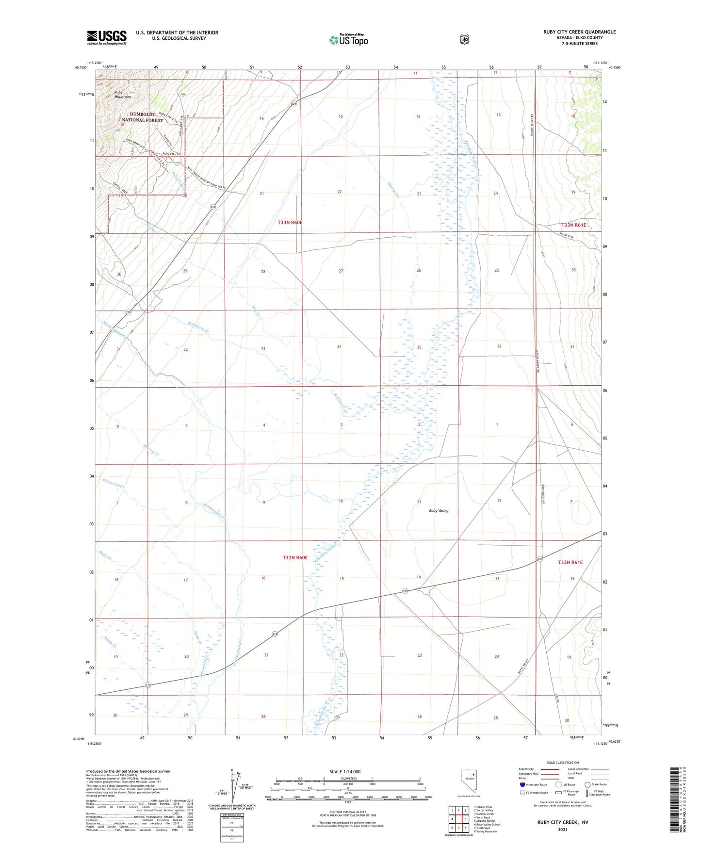 Ruby City Creek Nevada US Topo Map Image