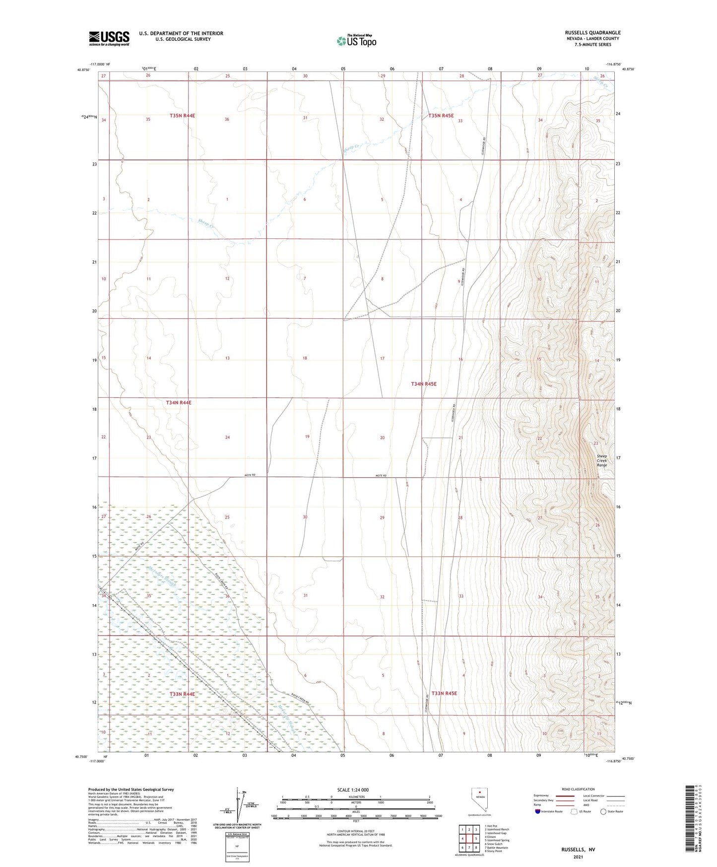 Russells Nevada US Topo Map Image