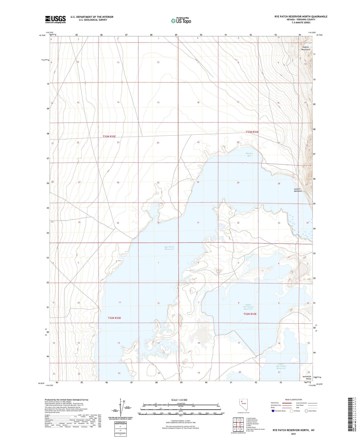 Rye Patch Reservoir North Nevada US Topo Map Image