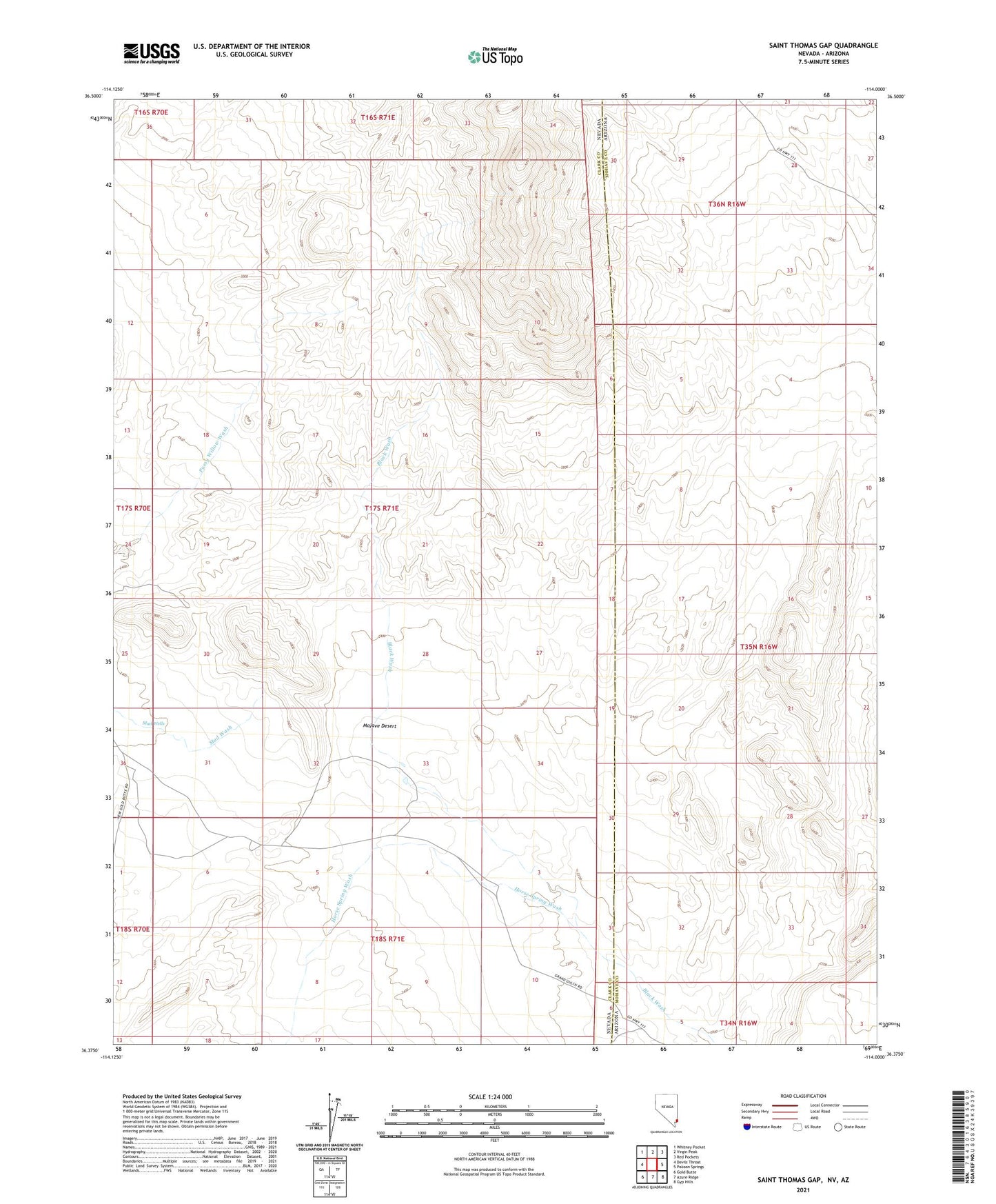 Saint Thomas Gap Nevada US Topo Map Image