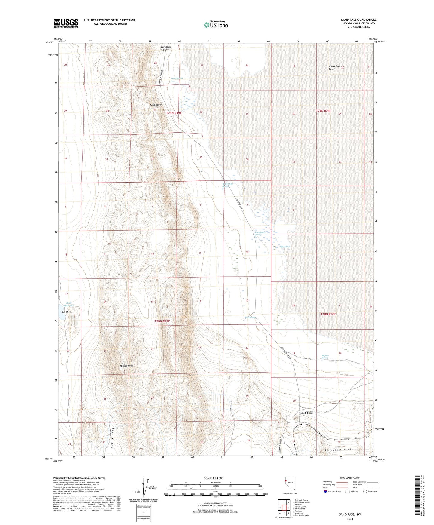 Sand Pass Nevada US Topo Map Image