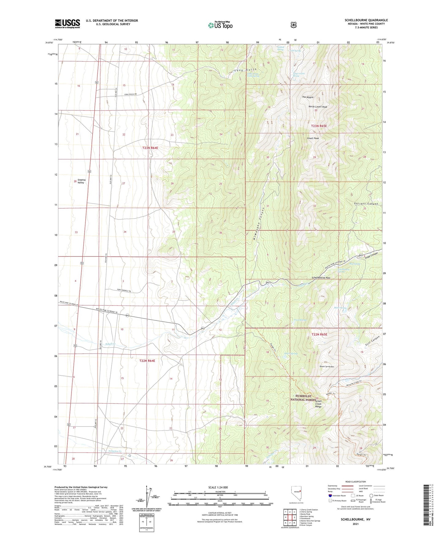 Schellbourne Nevada US Topo Map Image