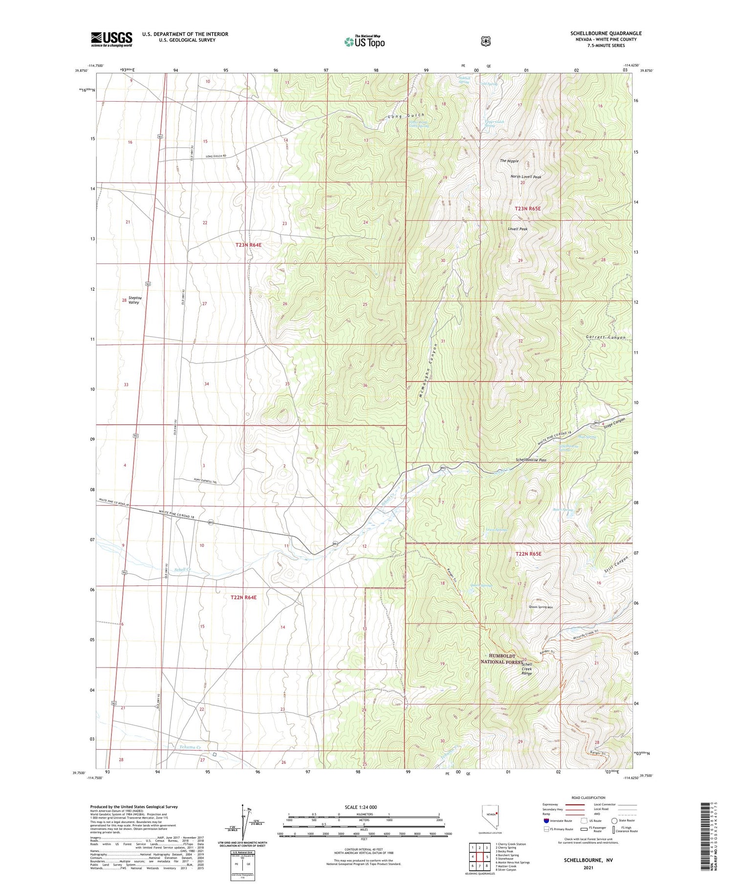 Schellbourne Nevada US Topo Map Image