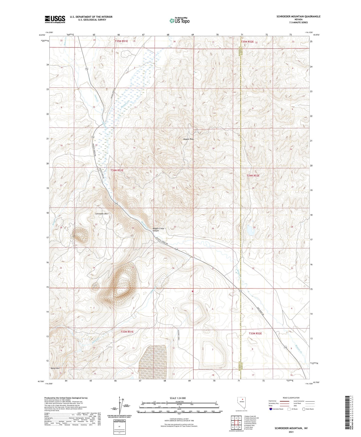 Schroeder Mountain Nevada US Topo Map Image