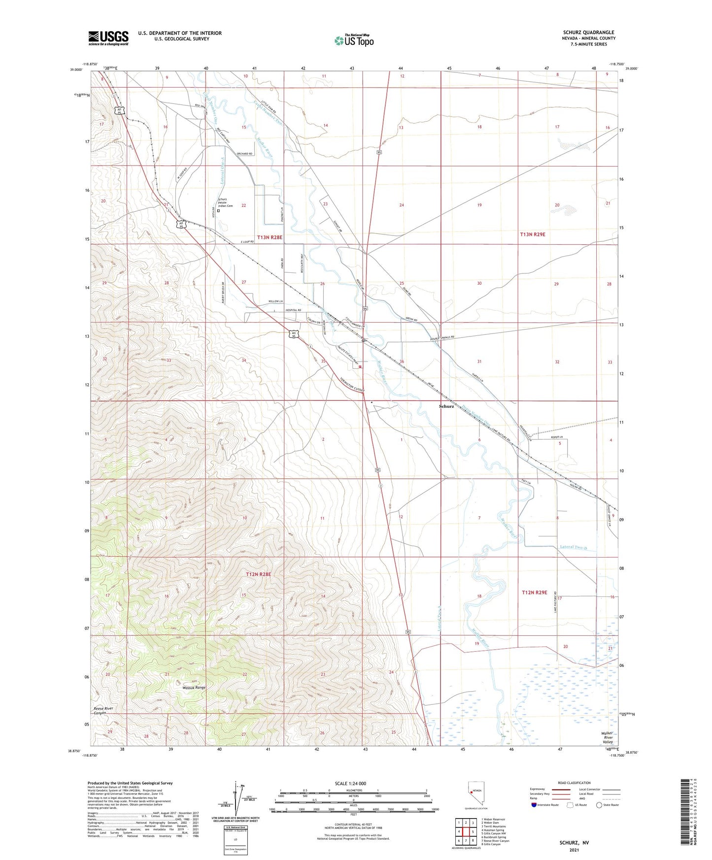 Schurz Nevada US Topo Map Image