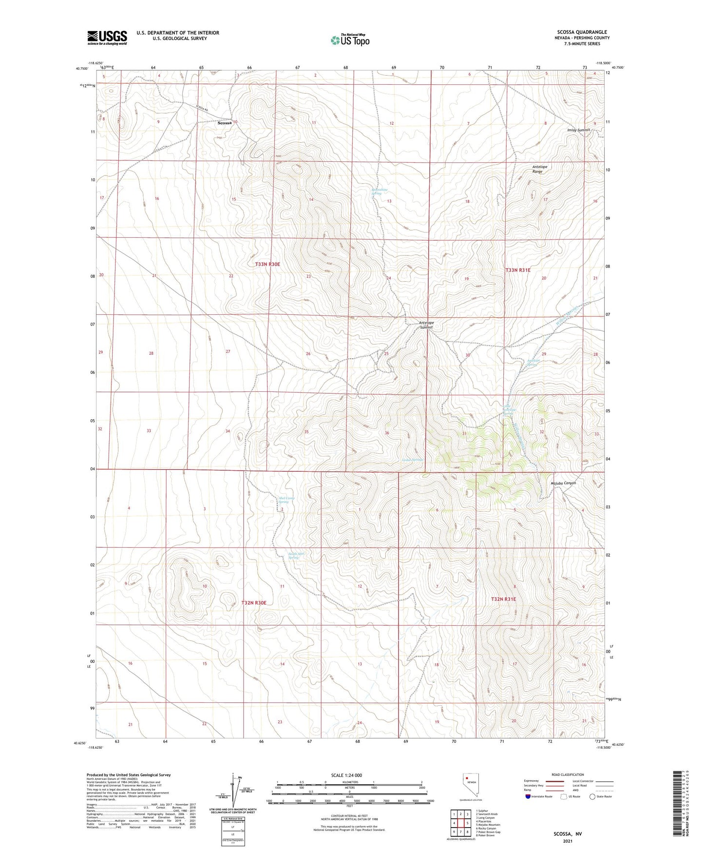 Scossa Nevada US Topo Map Image