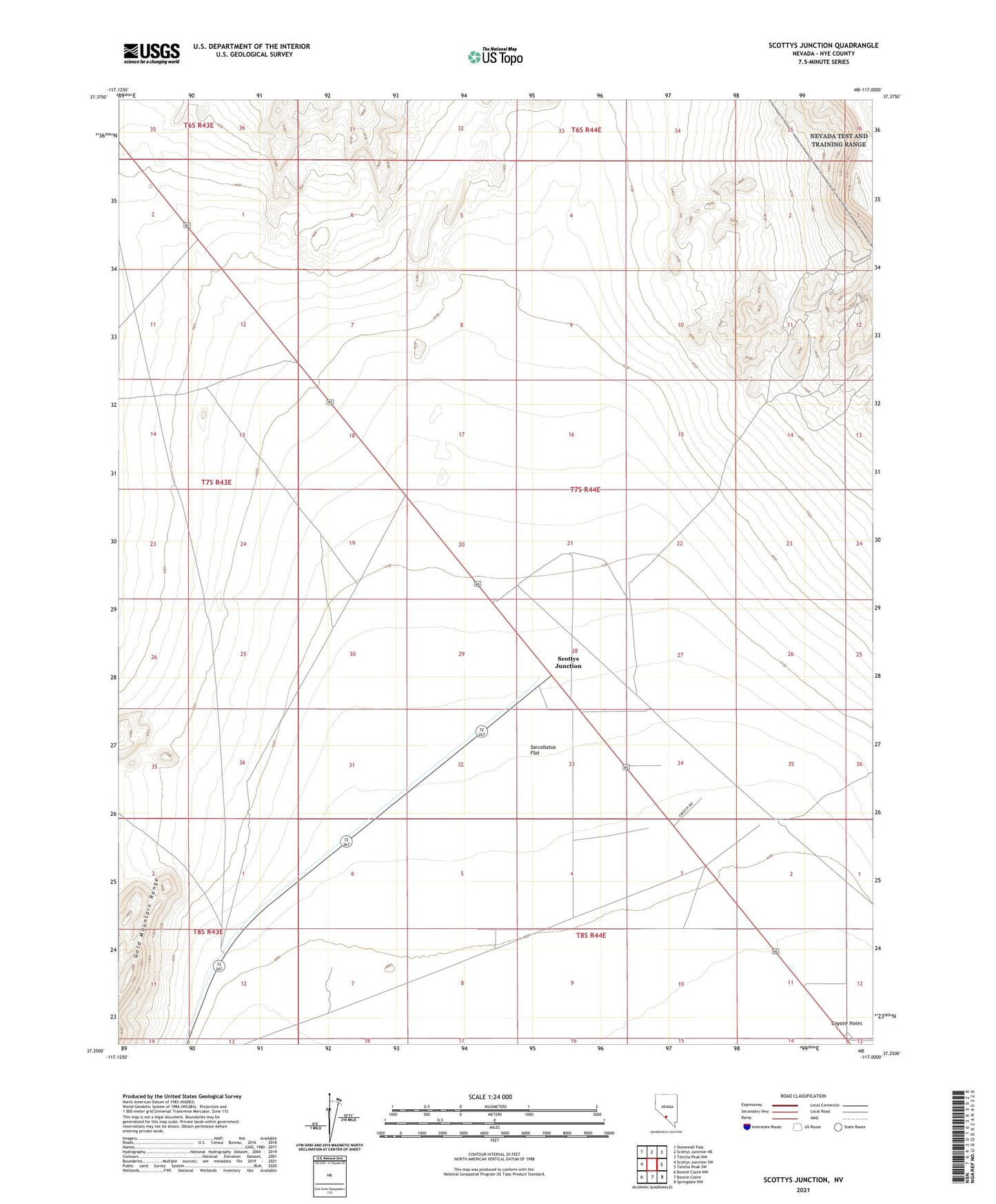 Scottys Junction Nevada US Topo Map Image