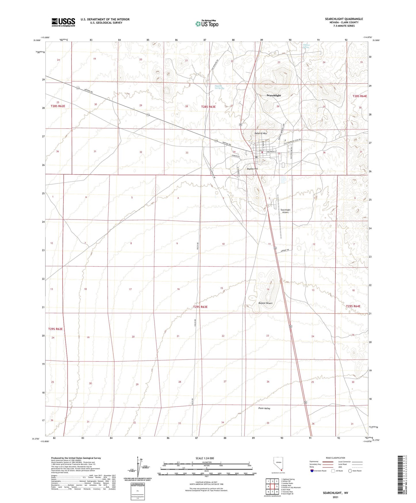 Searchlight Nevada US Topo Map Image
