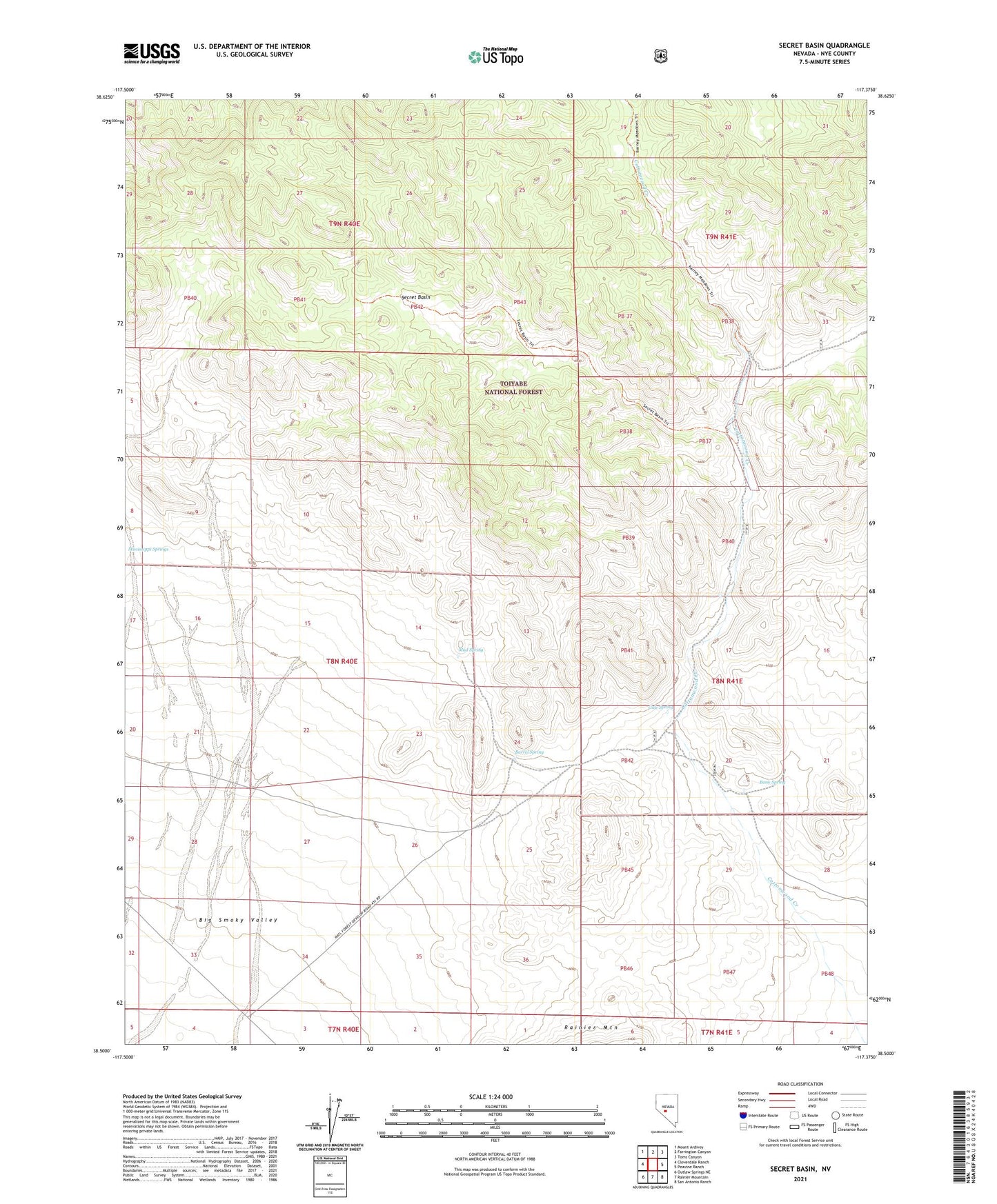 Secret Basin Nevada US Topo Map Image