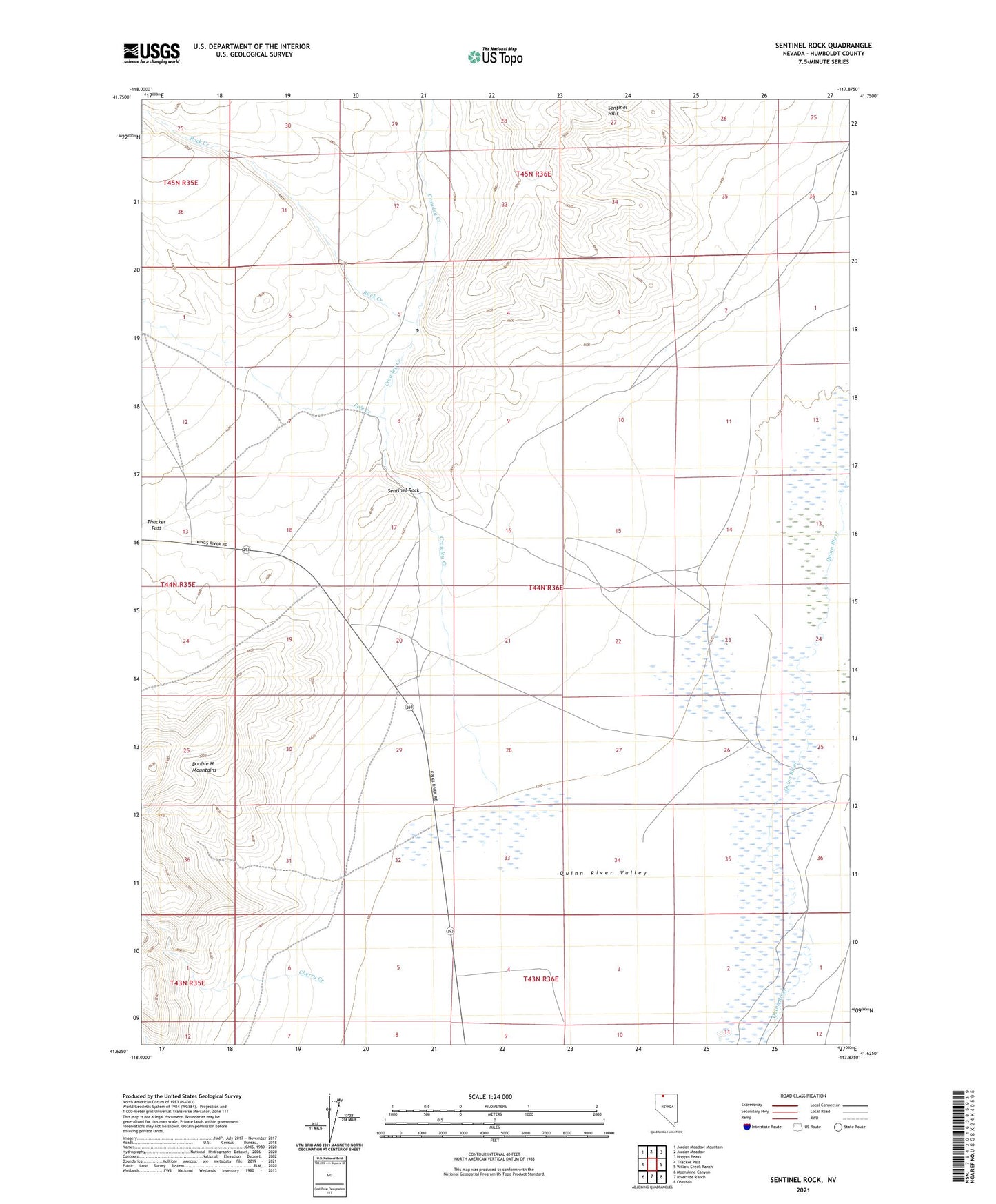 Sentinel Rock Nevada US Topo Map Image