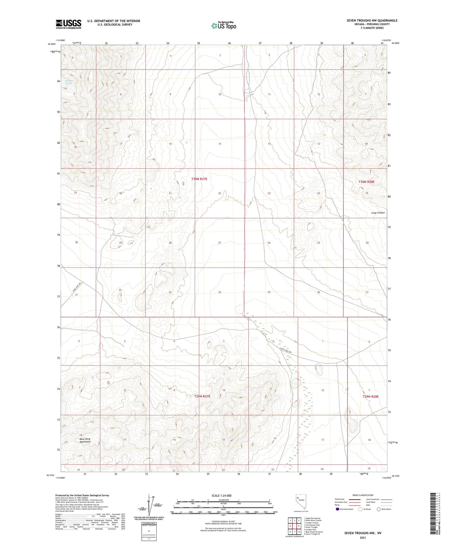 Seven Troughs NW Nevada US Topo Map Image